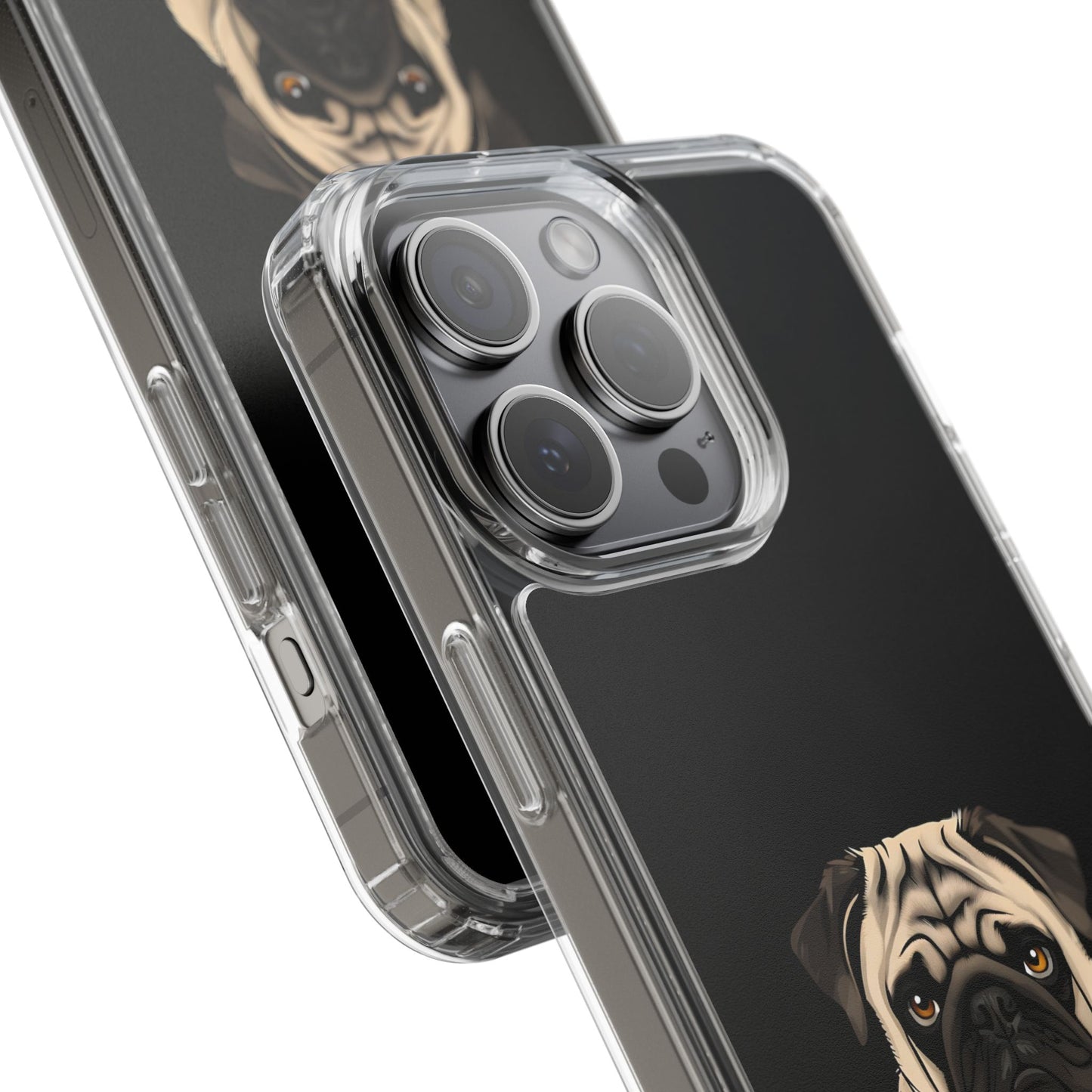 Pug Dog Clear Case with Coffee Mug Design - Cute Phone Cover