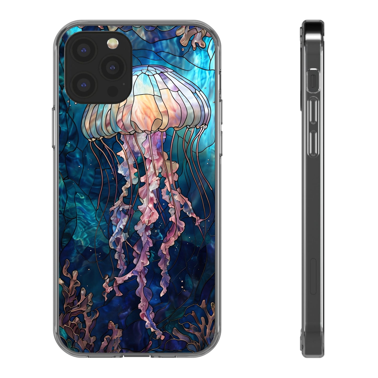 Ocean Jellyfish Clear Phone Case - Vibrant Marine Design for iPhone