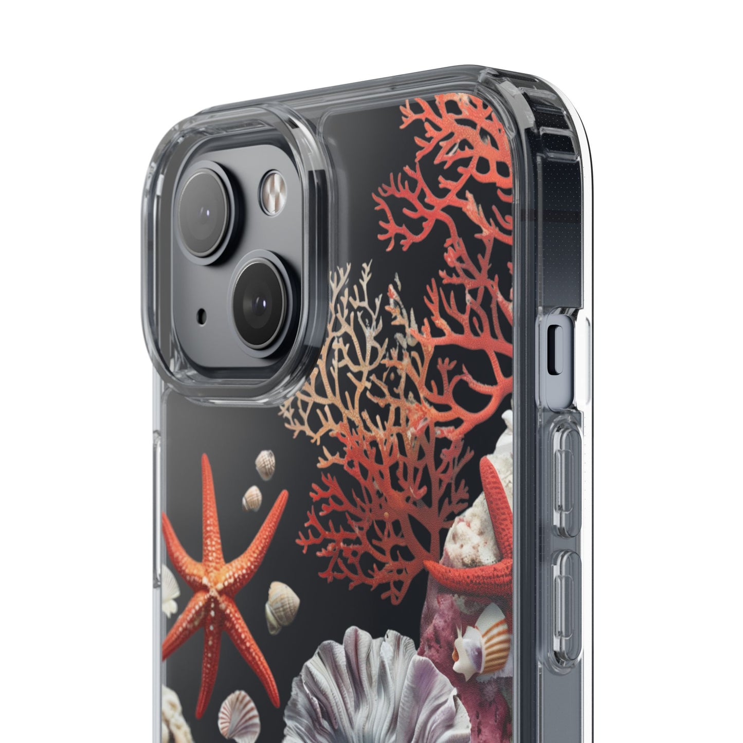 Ocean Coral Clear Phone Case with Starfish Design