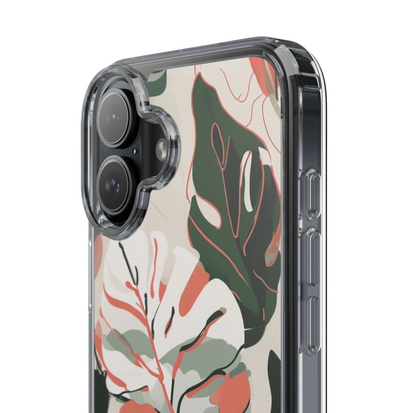 Botanical Clear Phone Case - Nature-Inspired Leaves Design
