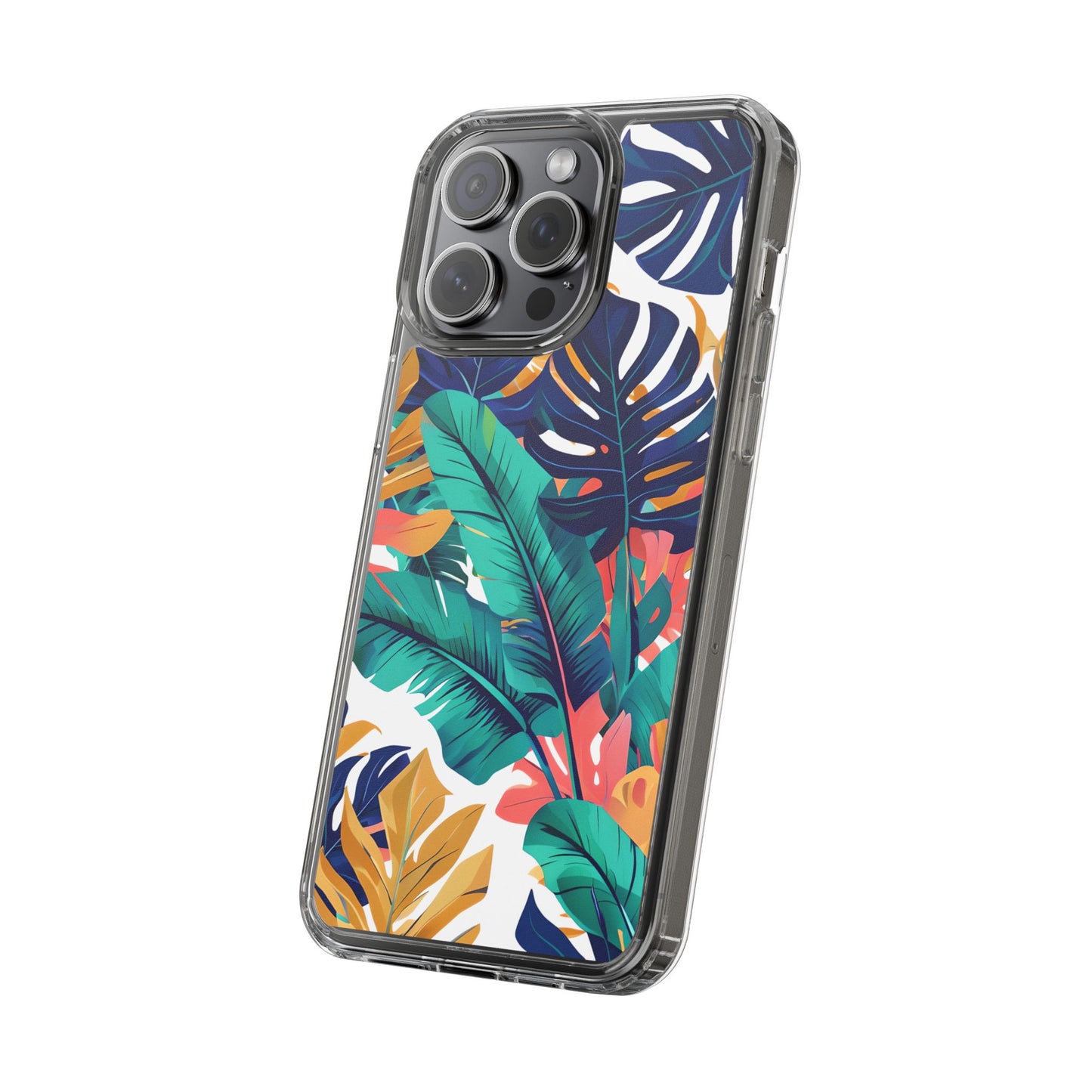 Tropical Leaf Clear Phone Case - Stylish & Protective for Nature Lovers