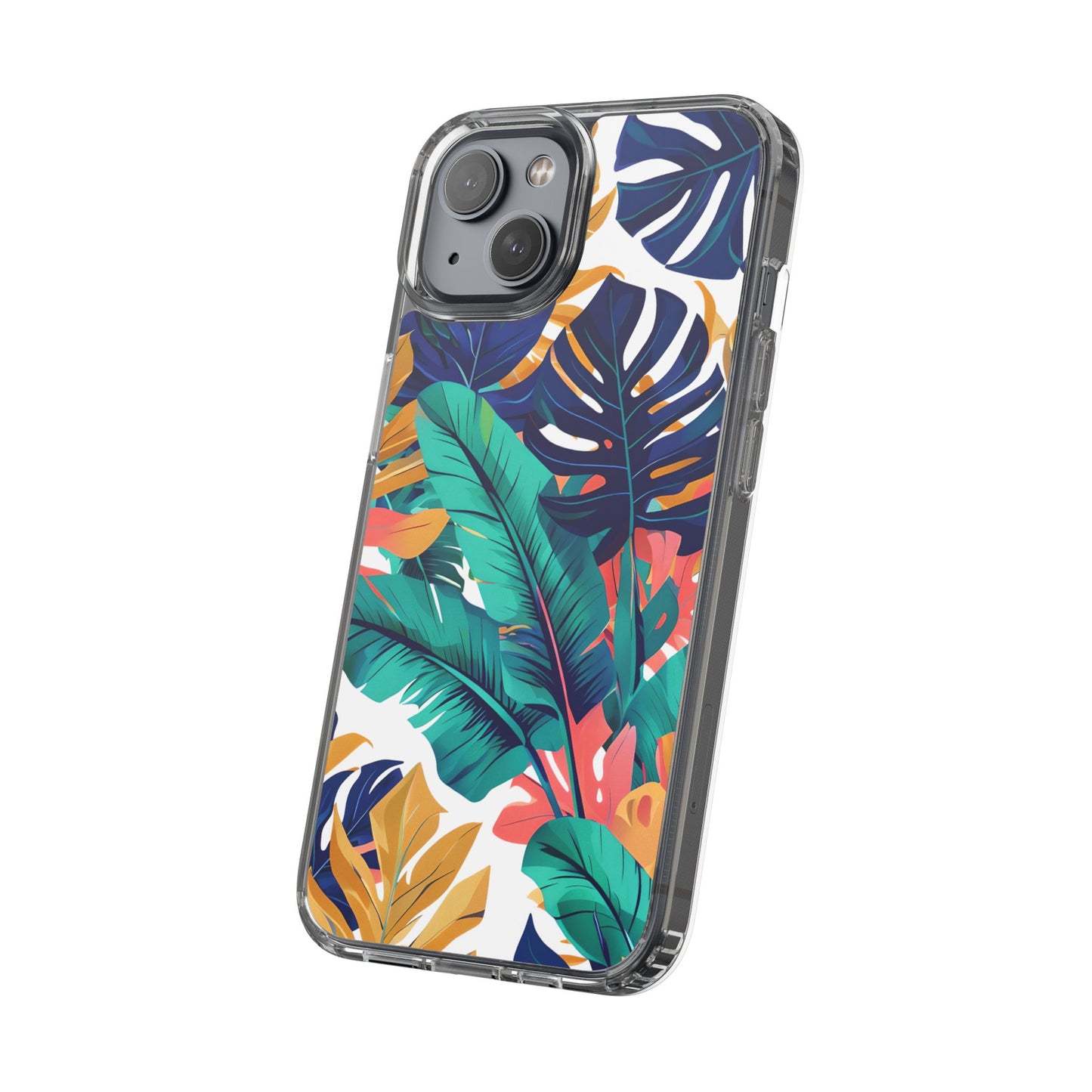 Tropical Leaf Clear Phone Case - Stylish & Protective for Nature Lovers