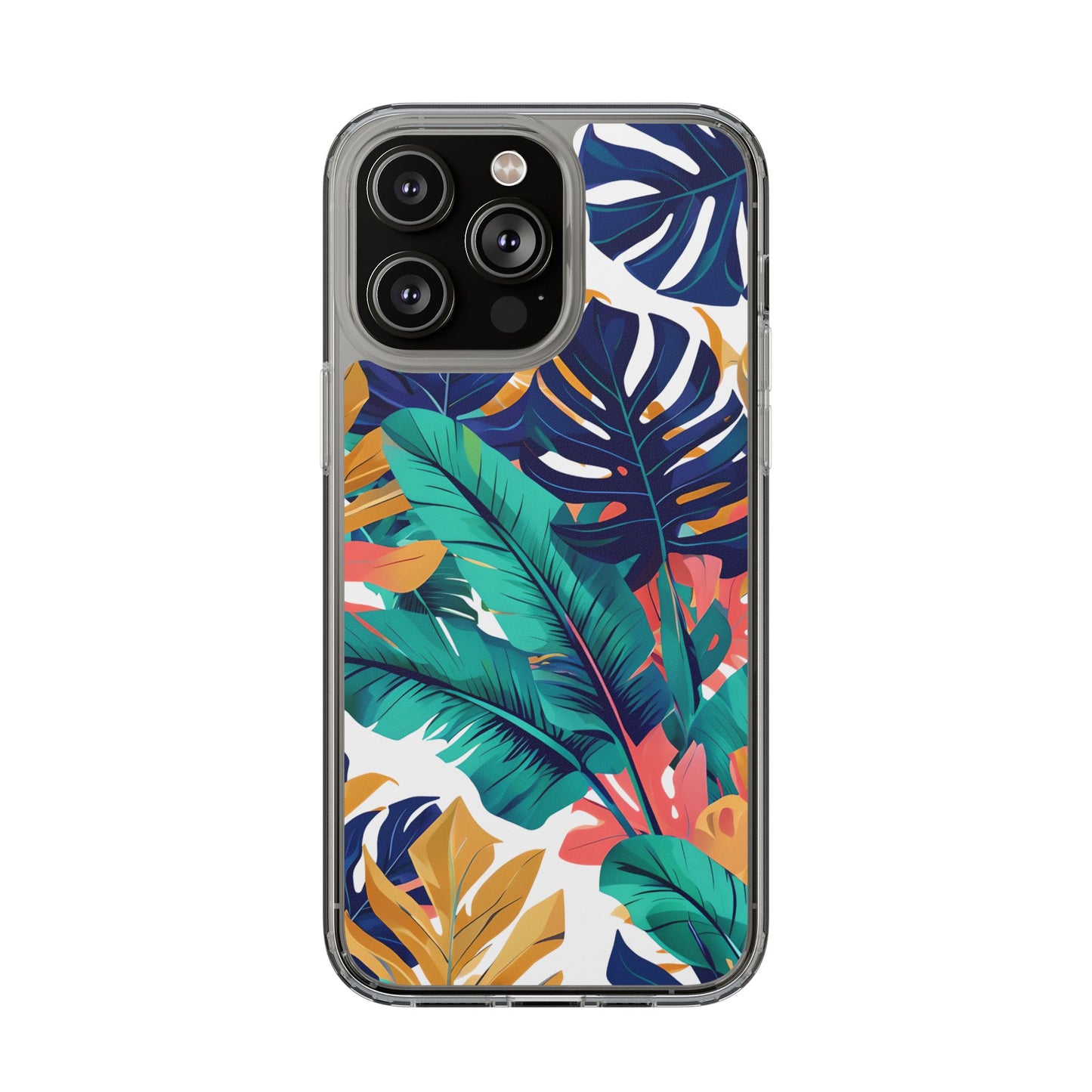 Tropical Leaf Clear Phone Case - Stylish & Protective for Nature Lovers