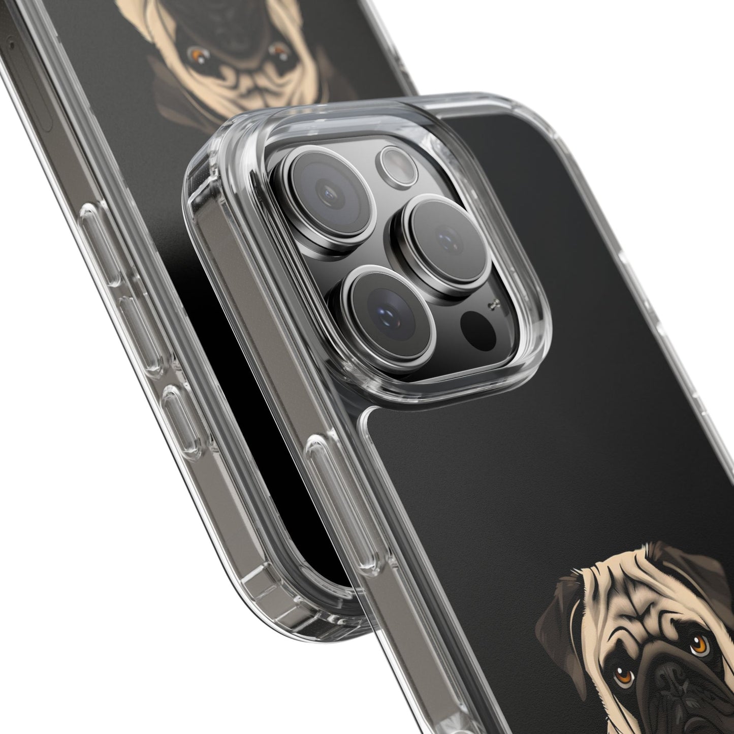 Pug Dog Clear Case with Coffee Mug Design - Cute Phone Cover