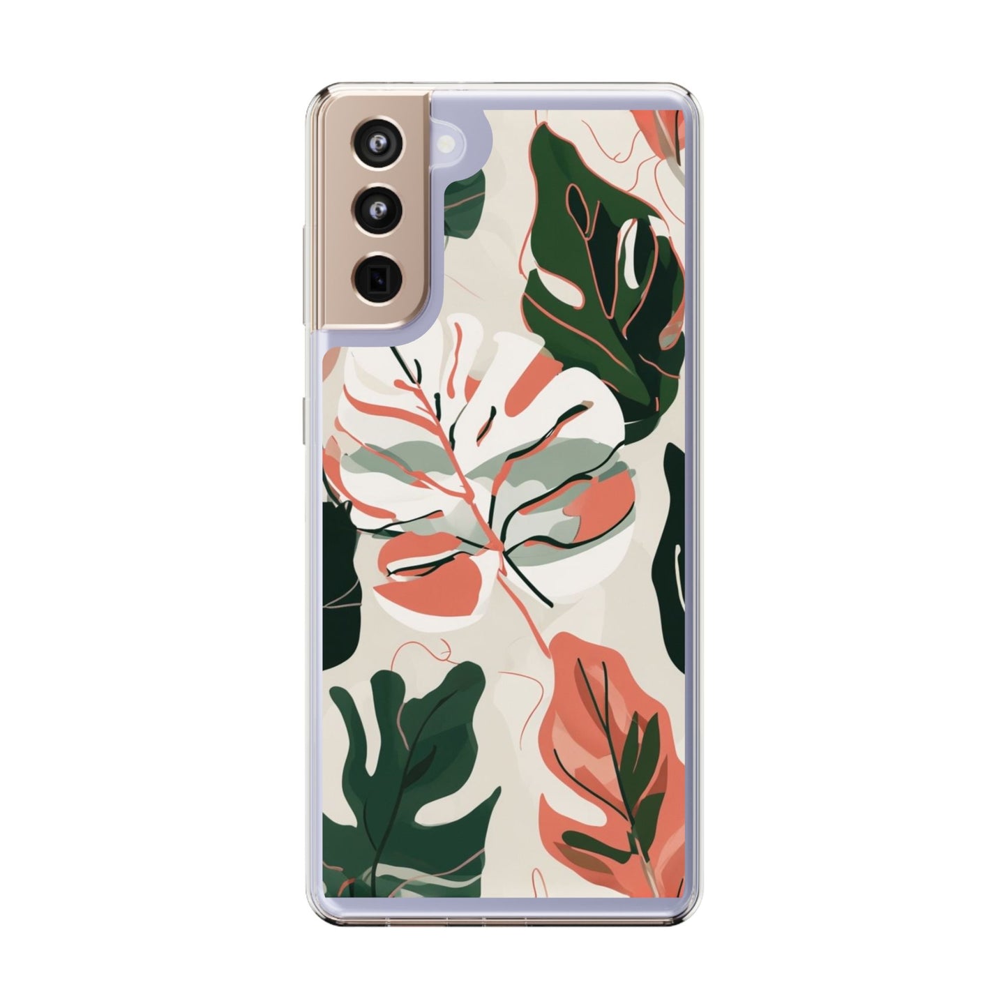 Botanical Clear Phone Case - Nature-Inspired Leaves Design