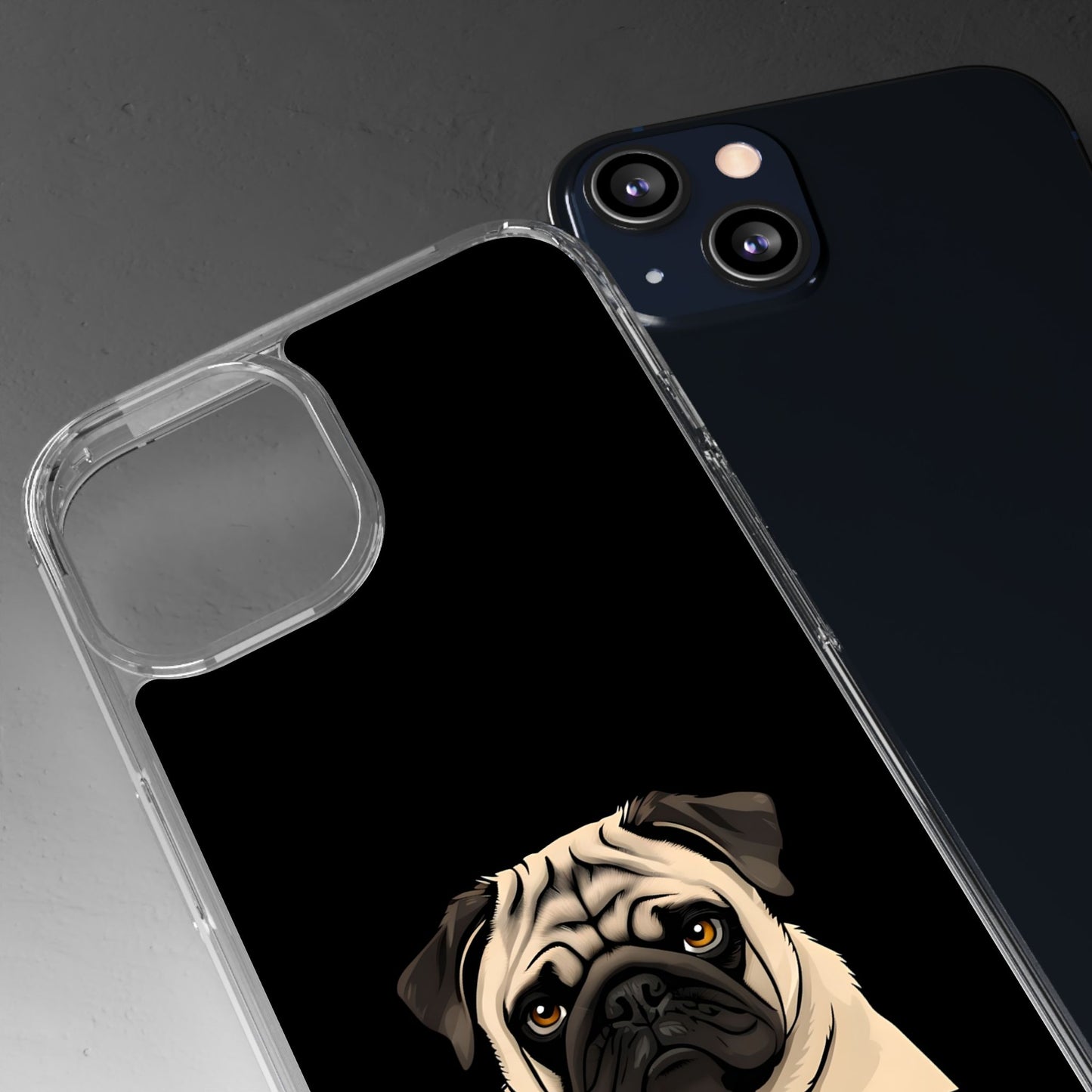 Pug Dog Clear Case with Coffee Mug Design - Cute Phone Cover