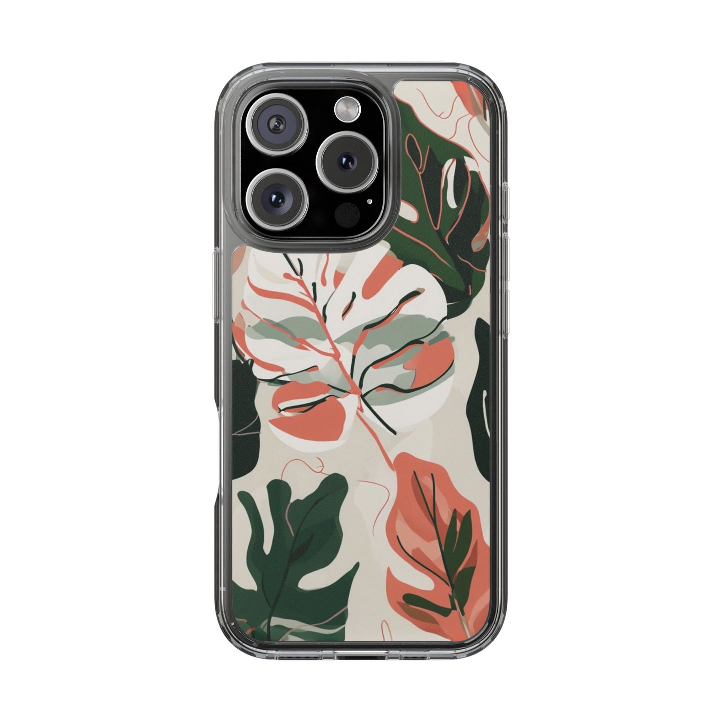 Botanical Clear Phone Case - Nature-Inspired Leaves Design