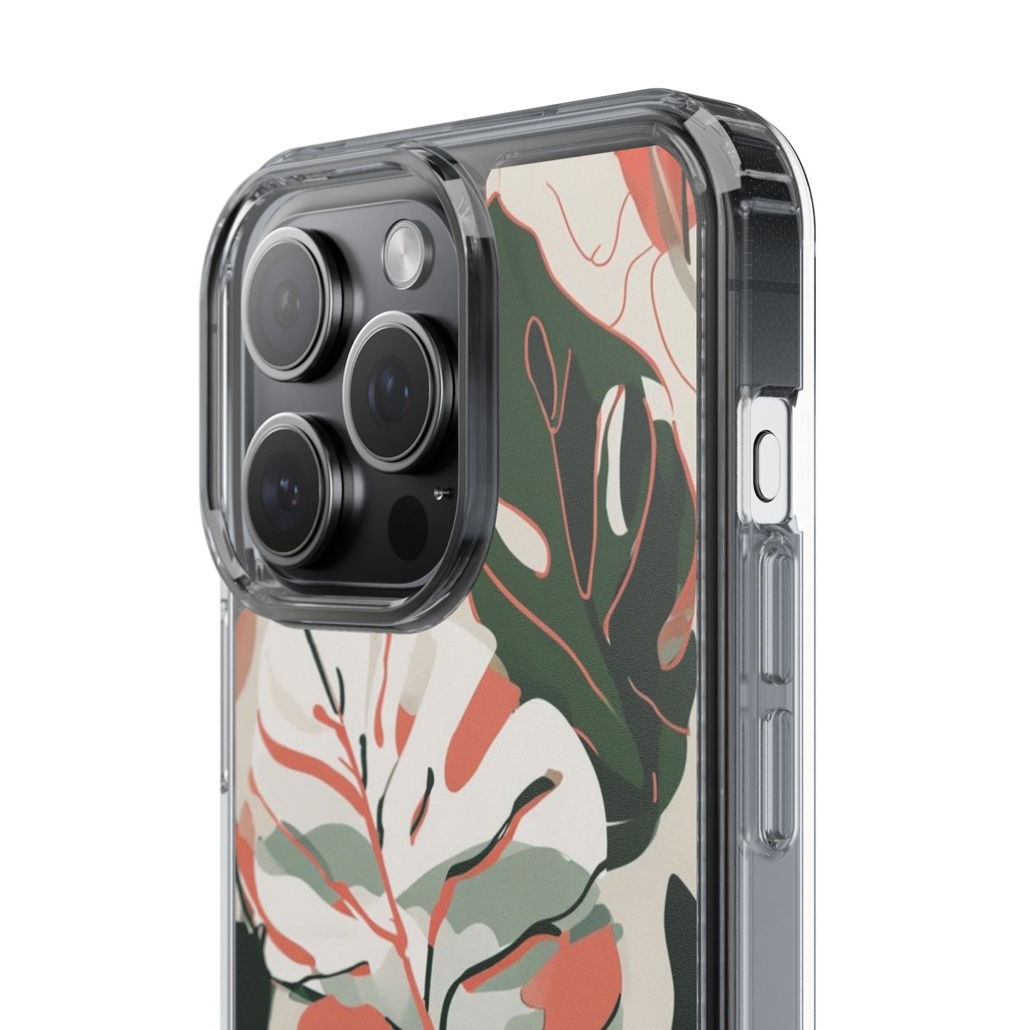 Botanical Clear Phone Case - Nature-Inspired Leaves Design