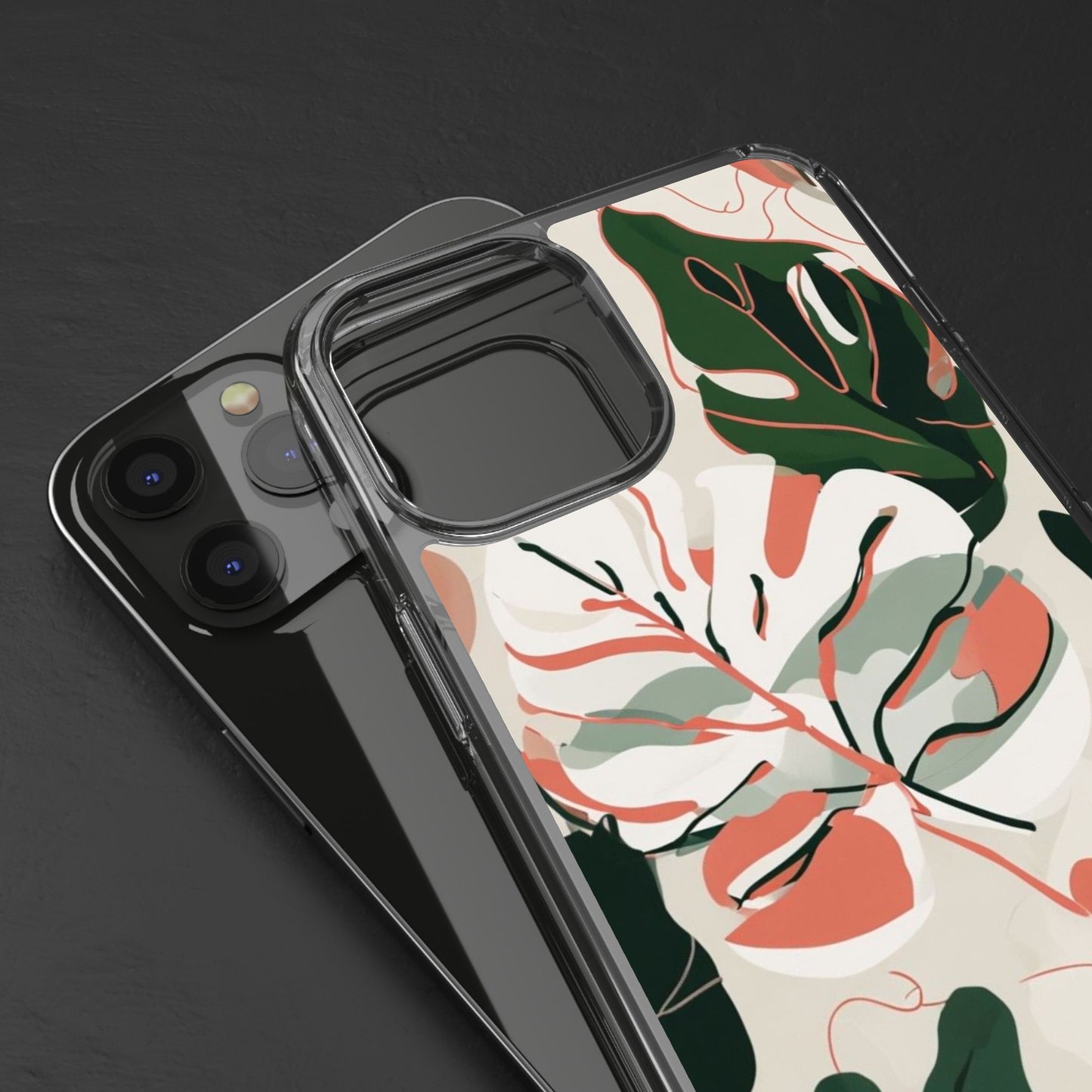 Botanical Clear Phone Case - Nature-Inspired Leaves Design