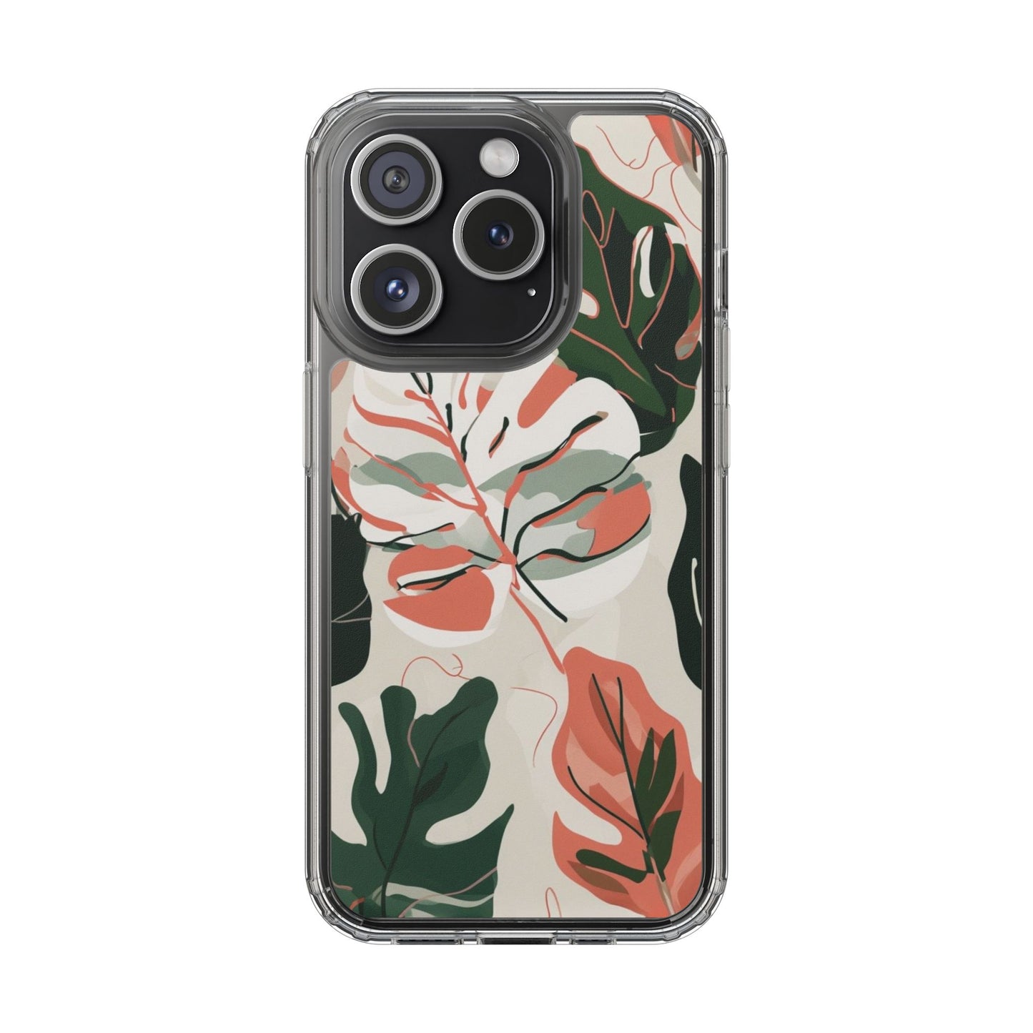 Botanical Clear Phone Case - Nature-Inspired Leaves Design
