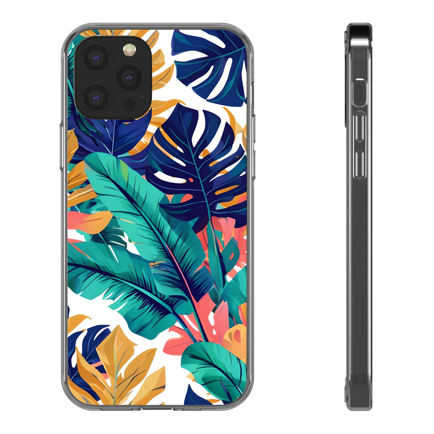Tropical Leaf Clear Phone Case - Stylish & Protective for Nature Lovers