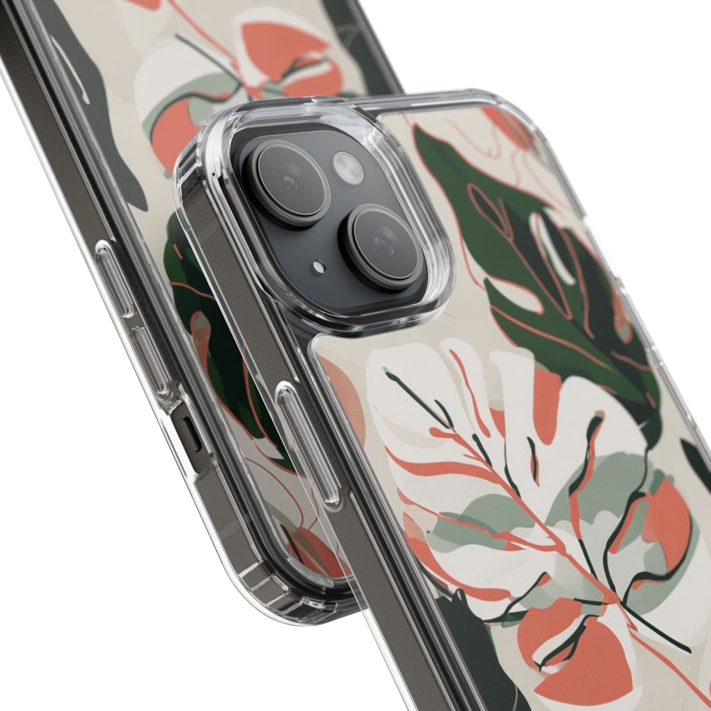Botanical Clear Phone Case - Nature-Inspired Leaves Design