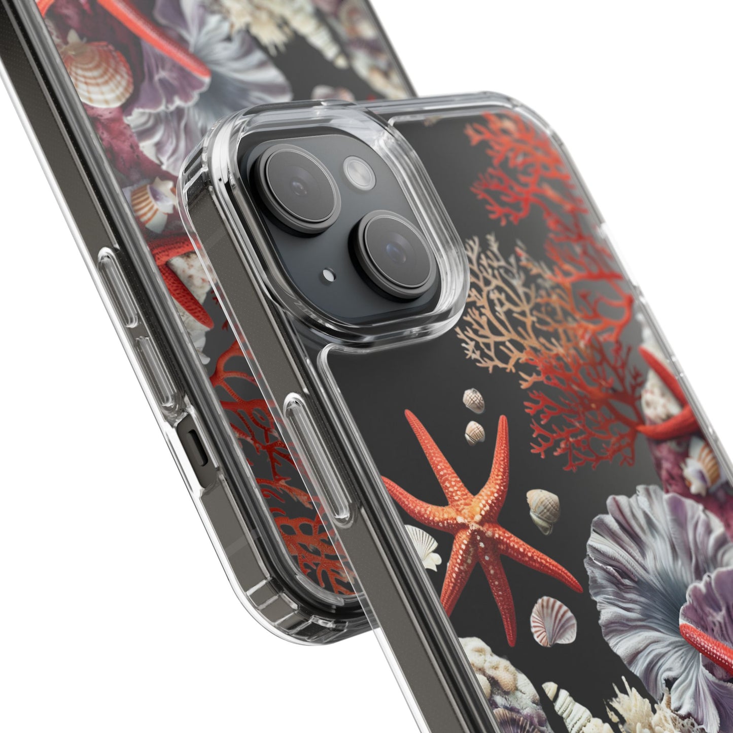 Ocean Coral Clear Phone Case with Starfish Design