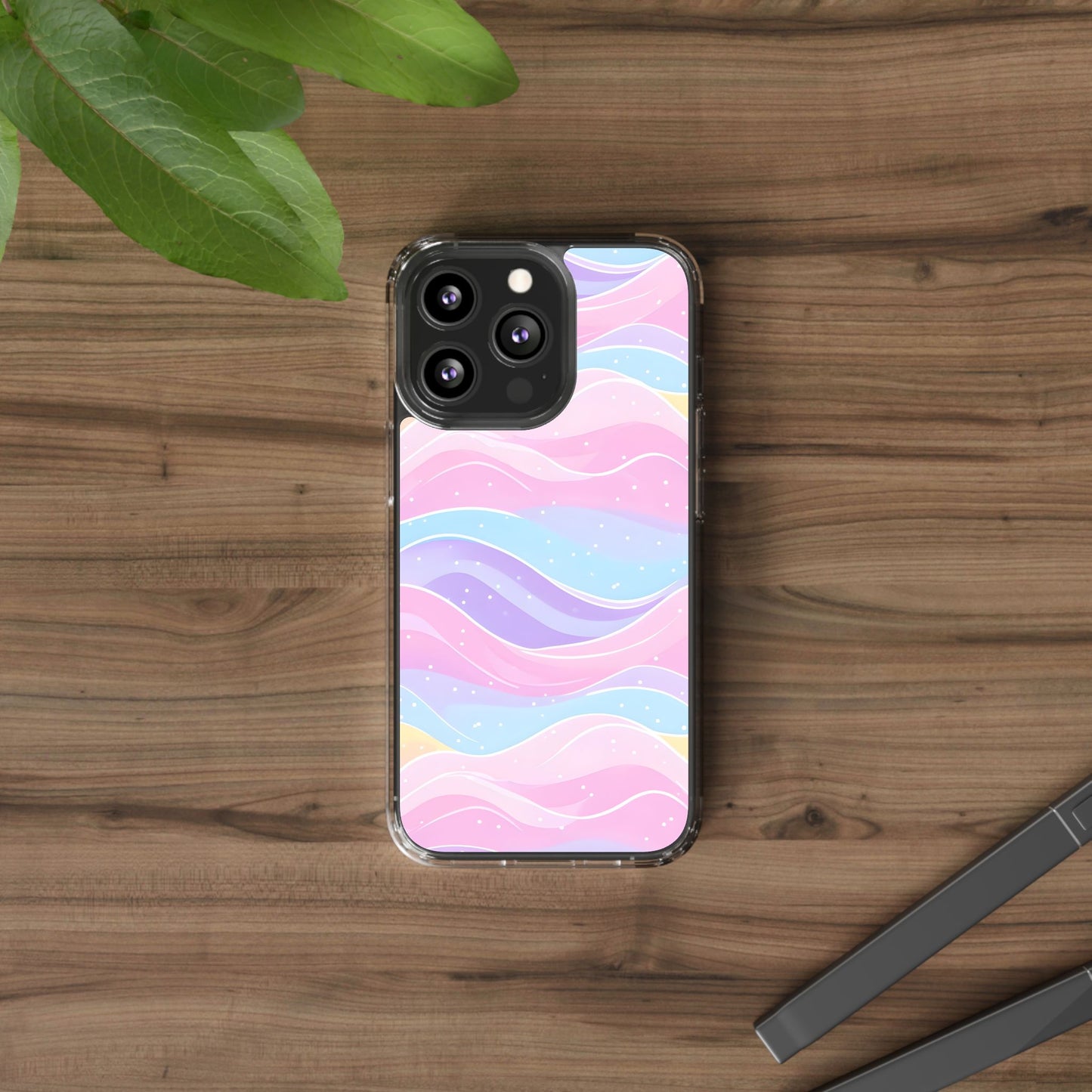 Pastel Wave Clear Phone Case - Stylish Protection for Your Device