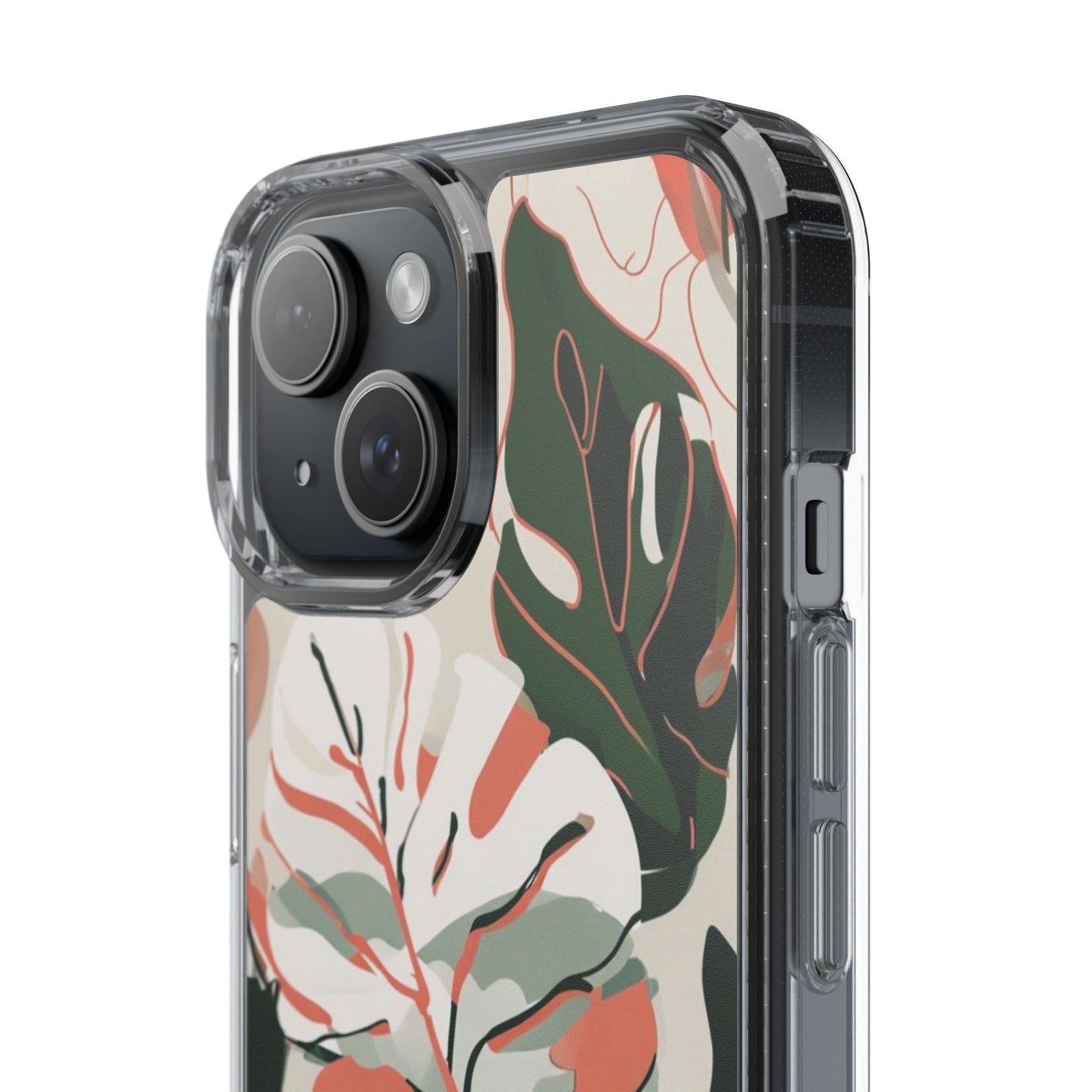 Botanical Clear Phone Case - Nature-Inspired Leaves Design