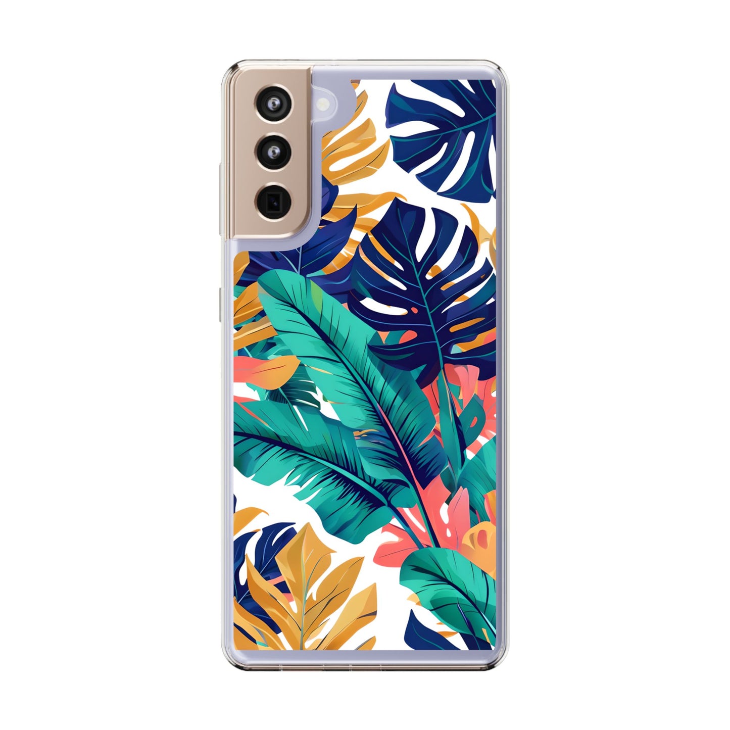 Tropical Leaf Clear Phone Case - Stylish & Protective for Nature Lovers