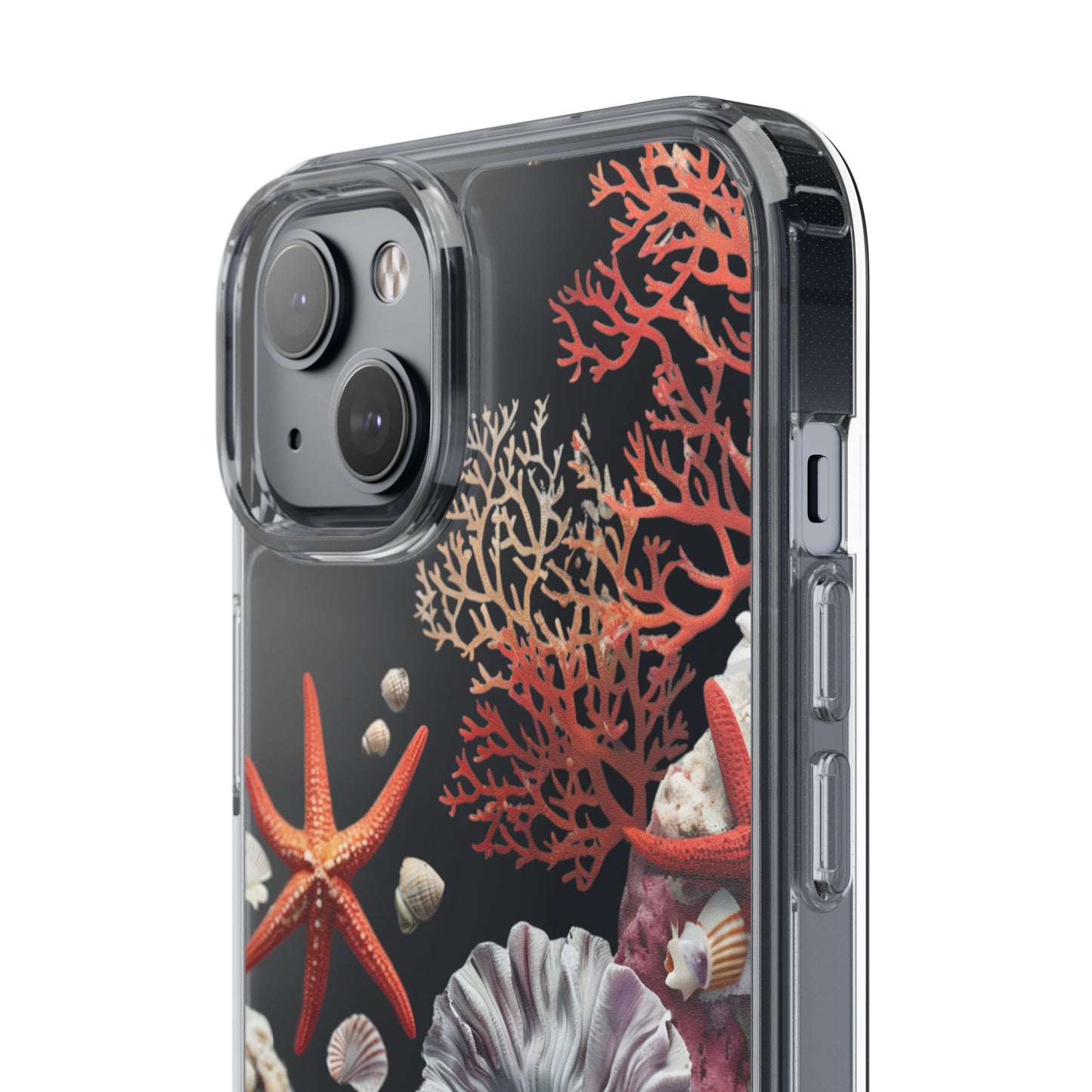 Ocean Coral Clear Phone Case with Starfish Design