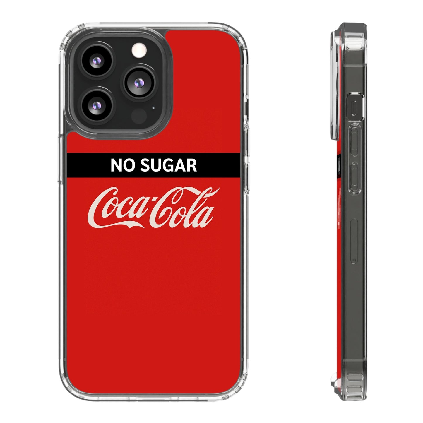 Coca-Cola No Sugar Clear Phone Case - Stylish and Trendy Accessory