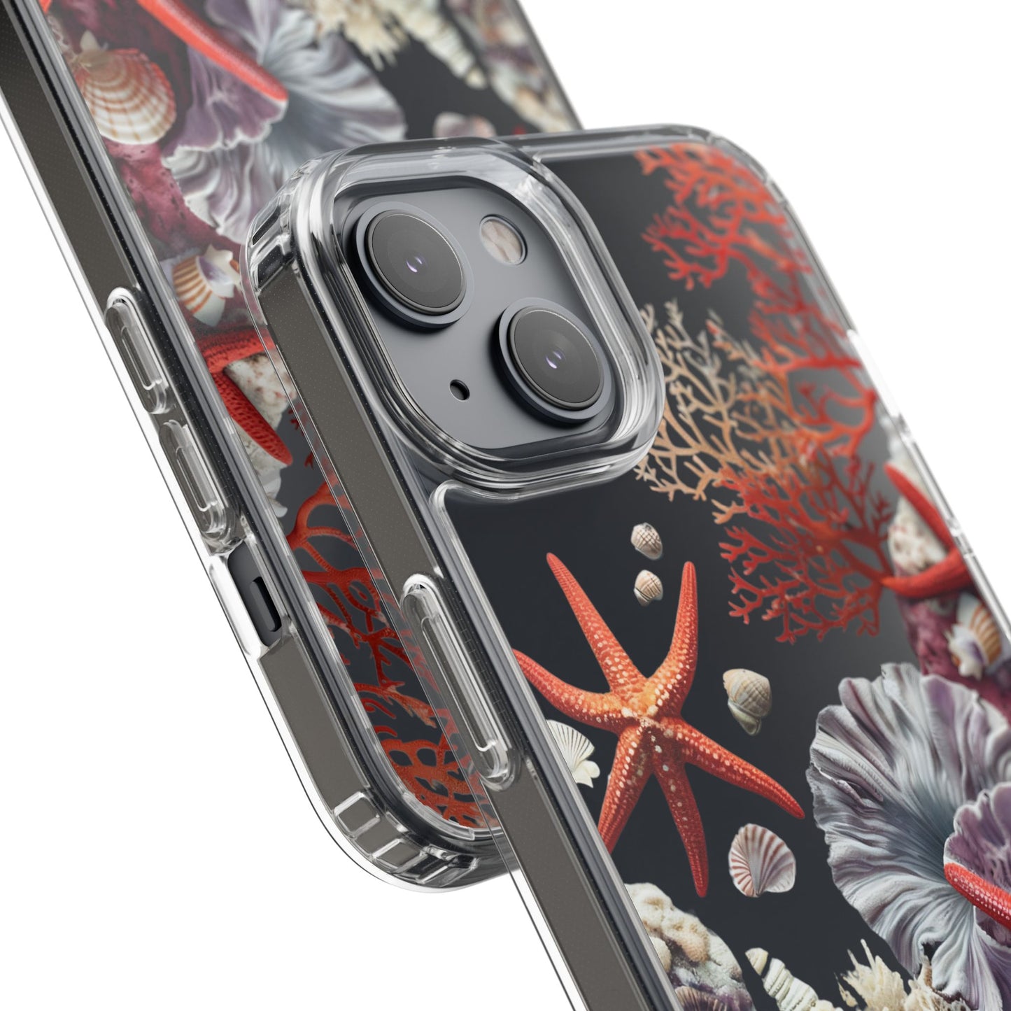 Ocean Coral Clear Phone Case with Starfish Design