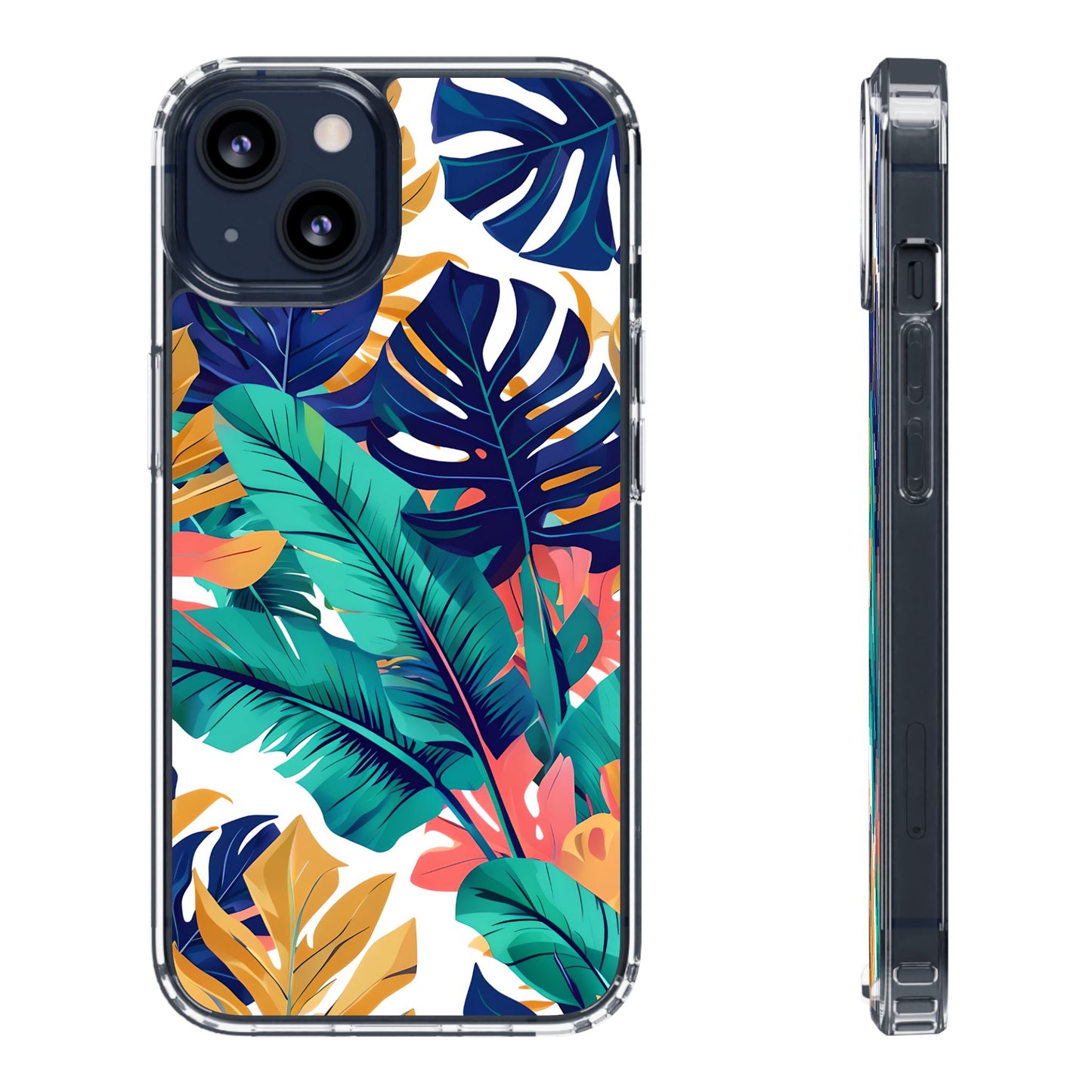 Tropical Leaf Clear Phone Case - Stylish & Protective for Nature Lovers