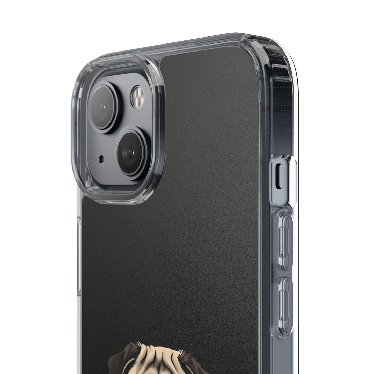 Pug Dog Clear Case with Coffee Mug Design - Cute Phone Cover