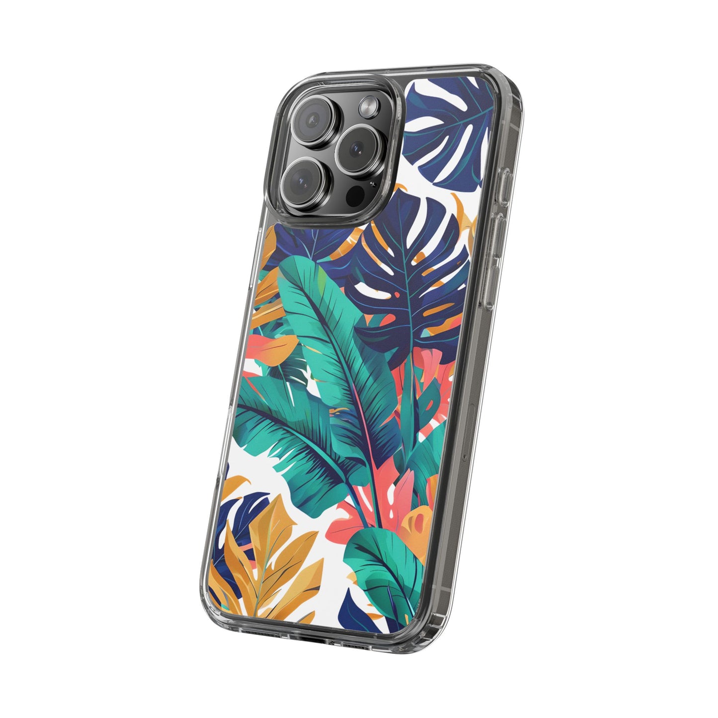 Tropical Leaf Clear Phone Case - Stylish & Protective for Nature Lovers