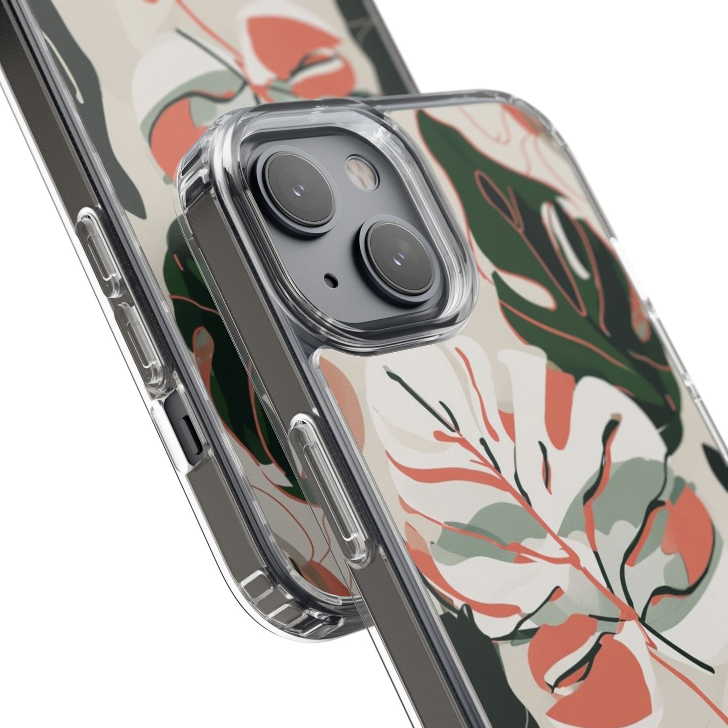 Botanical Clear Phone Case - Nature-Inspired Leaves Design