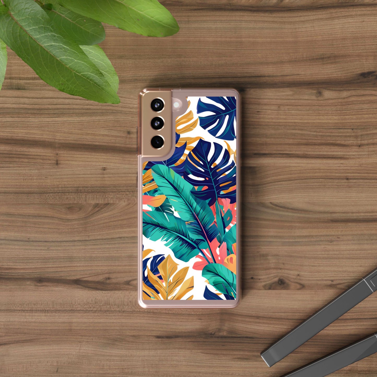 Tropical Leaf Clear Phone Case - Stylish & Protective for Nature Lovers