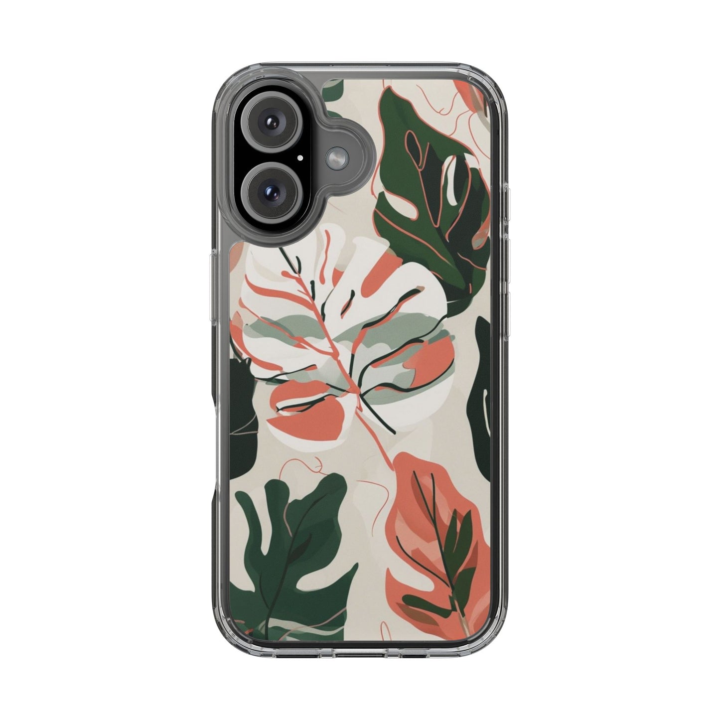 Botanical Clear Phone Case - Nature-Inspired Leaves Design