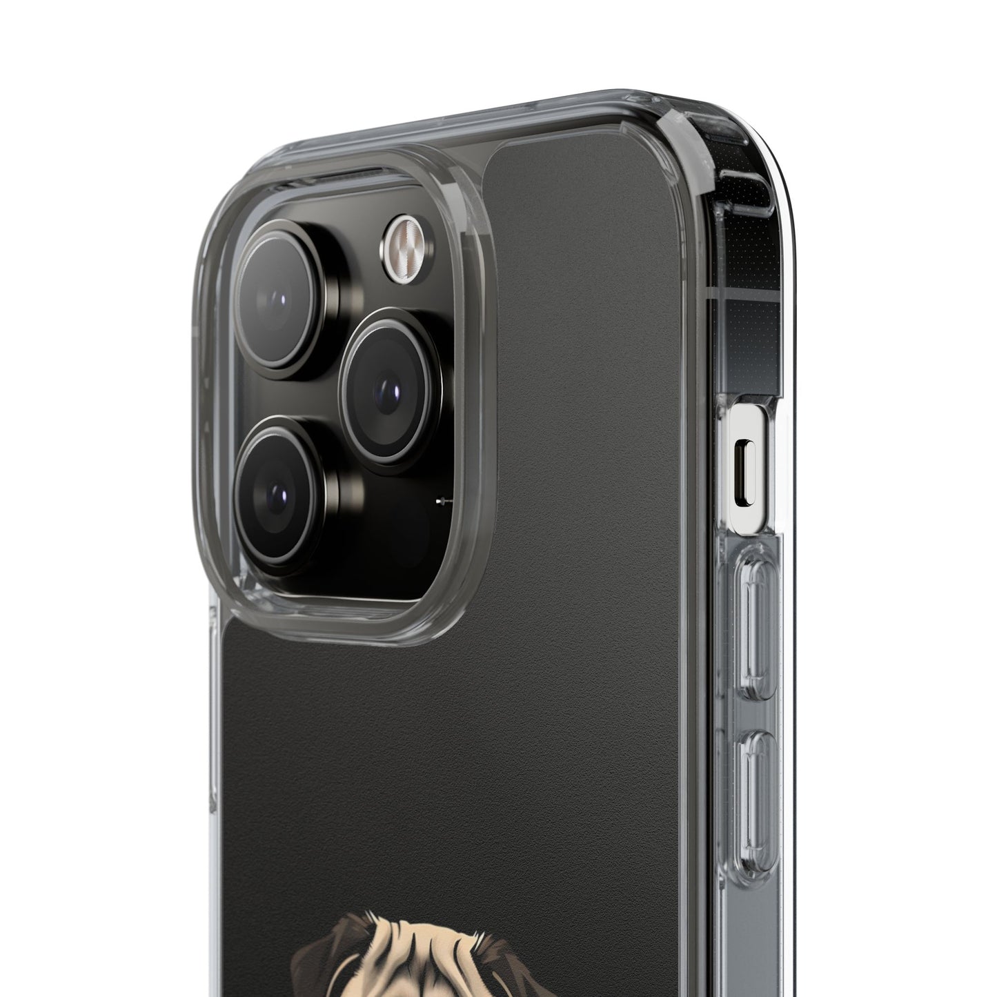 Pug Dog Clear Case with Coffee Mug Design - Cute Phone Cover