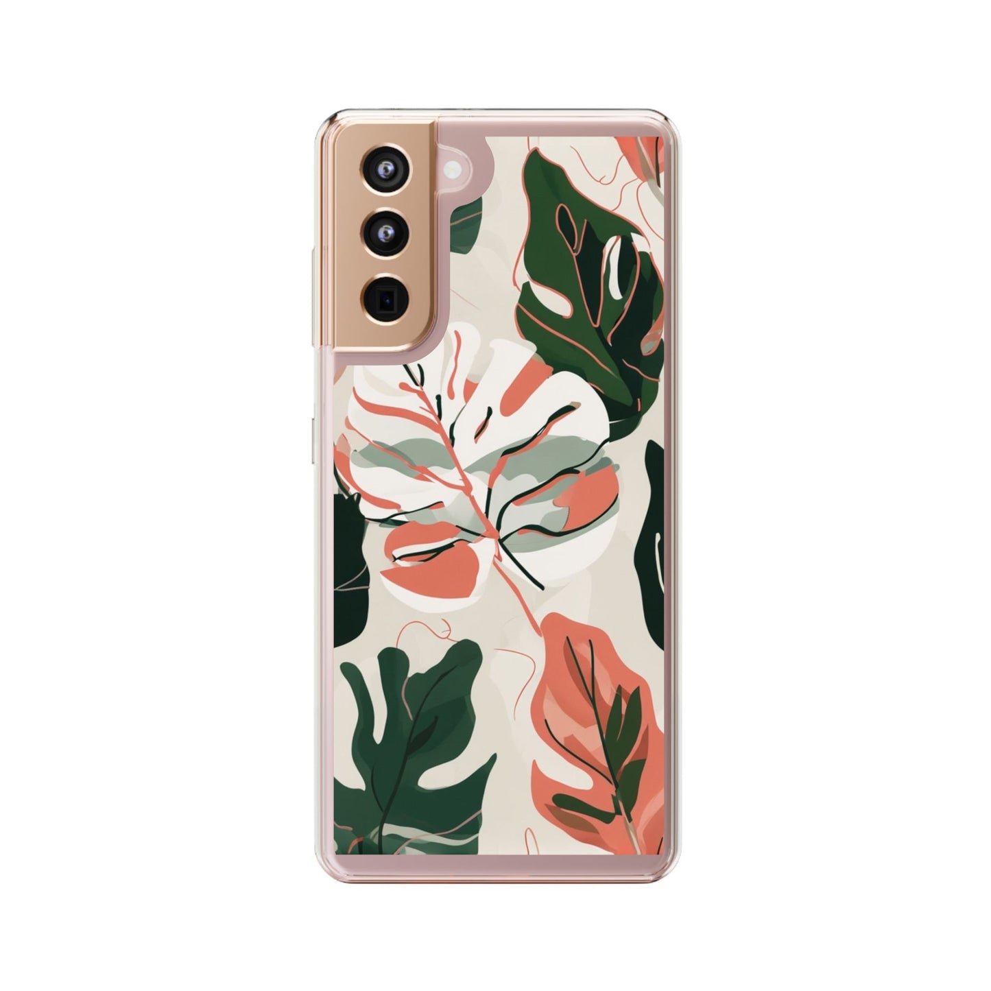 Botanical Clear Phone Case - Nature-Inspired Leaves Design