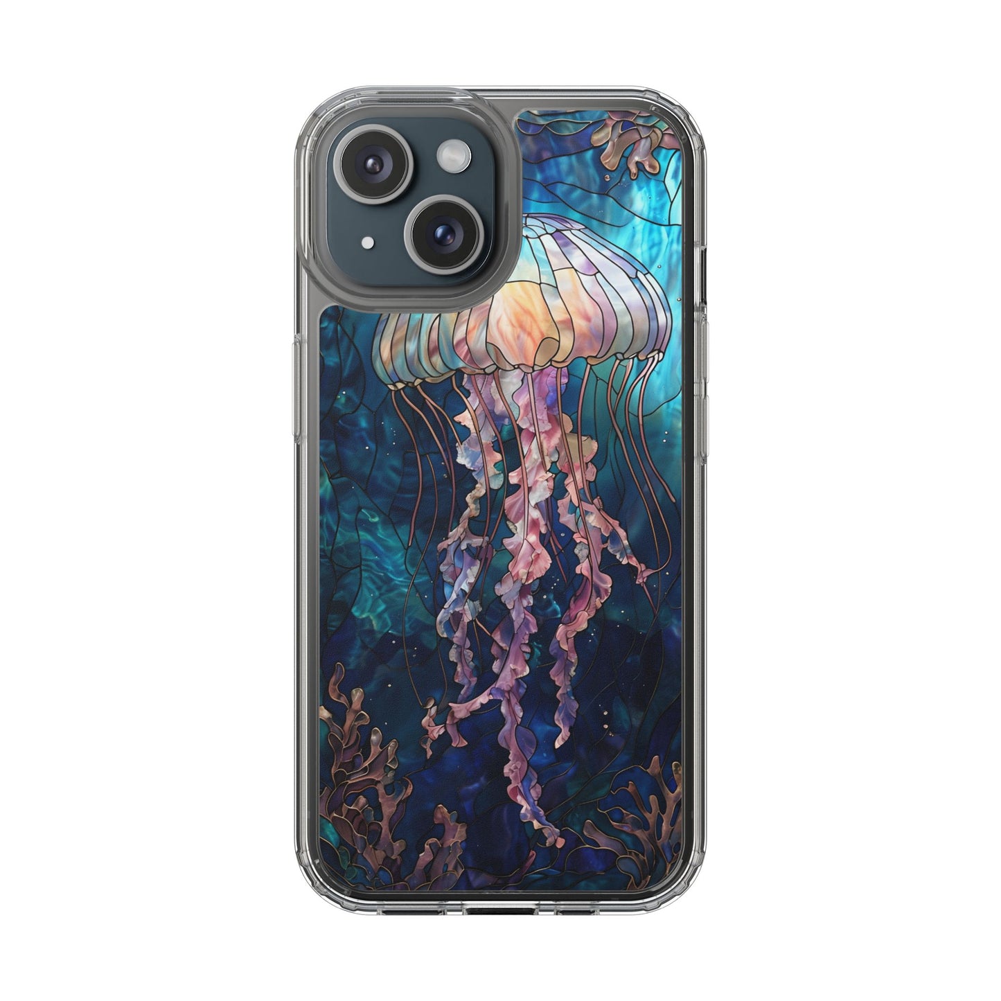 Ocean Jellyfish Clear Phone Case - Vibrant Marine Design for iPhone