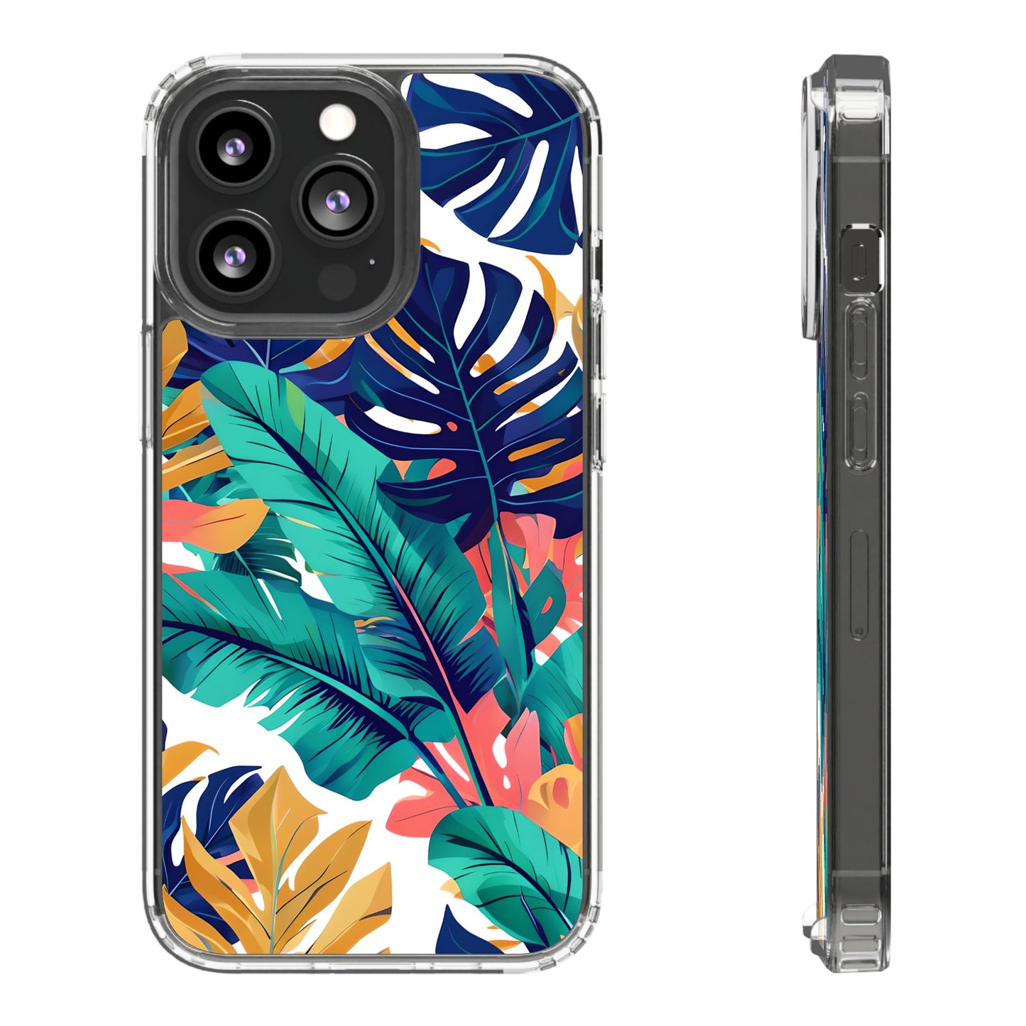 Tropical Leaf Clear Phone Case - Stylish & Protective for Nature Lovers