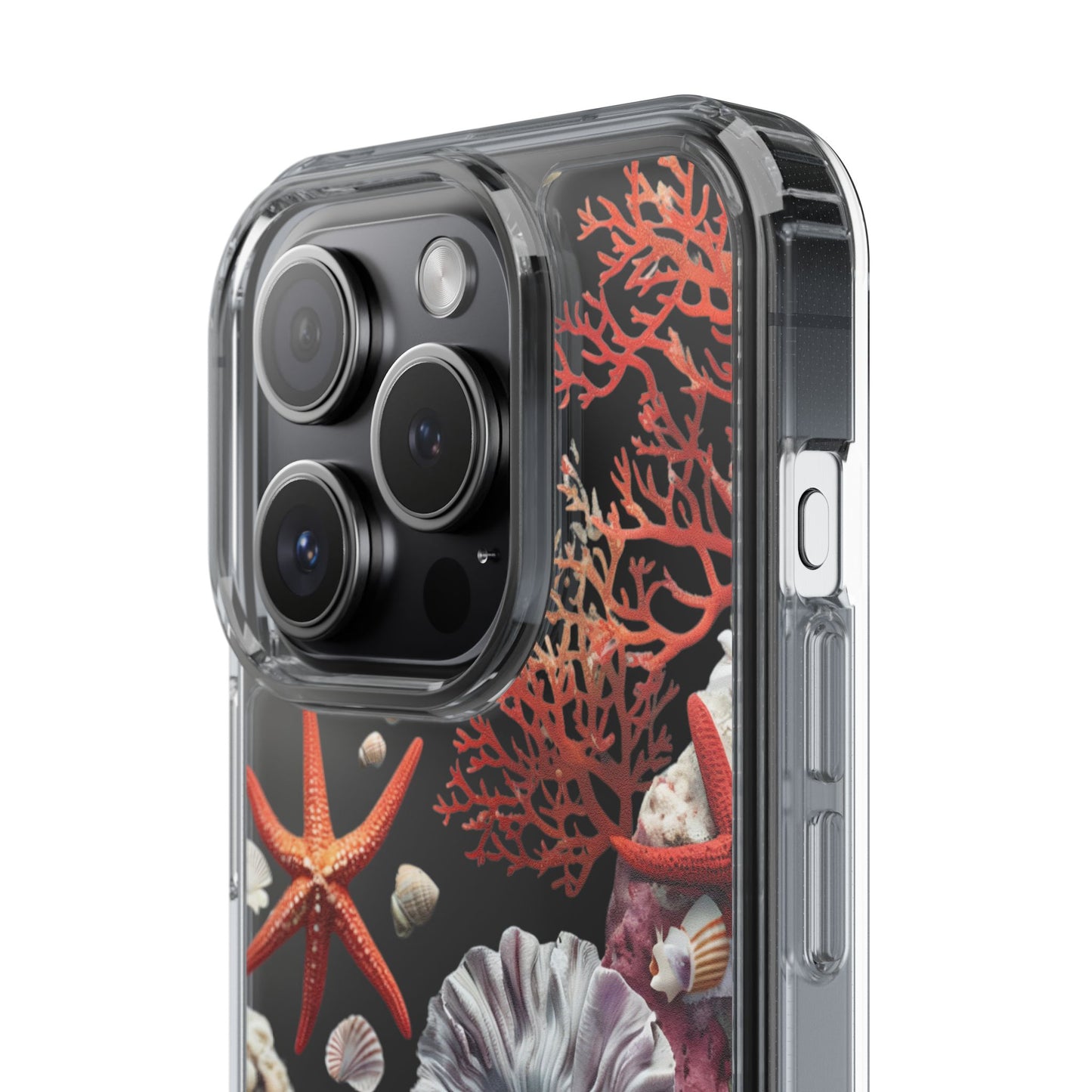 Ocean Coral Clear Phone Case with Starfish Design