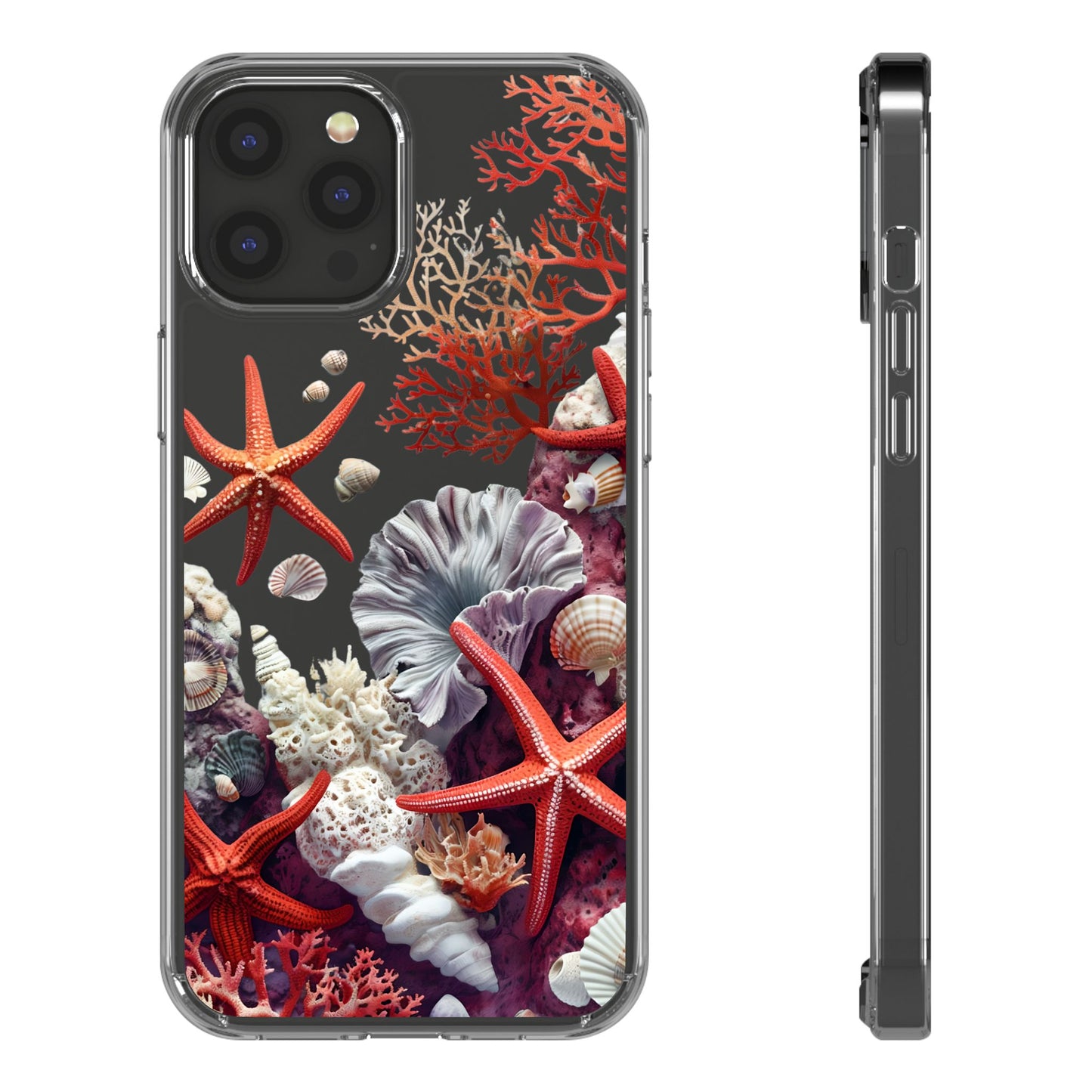 Ocean Coral Clear Phone Case with Starfish Design