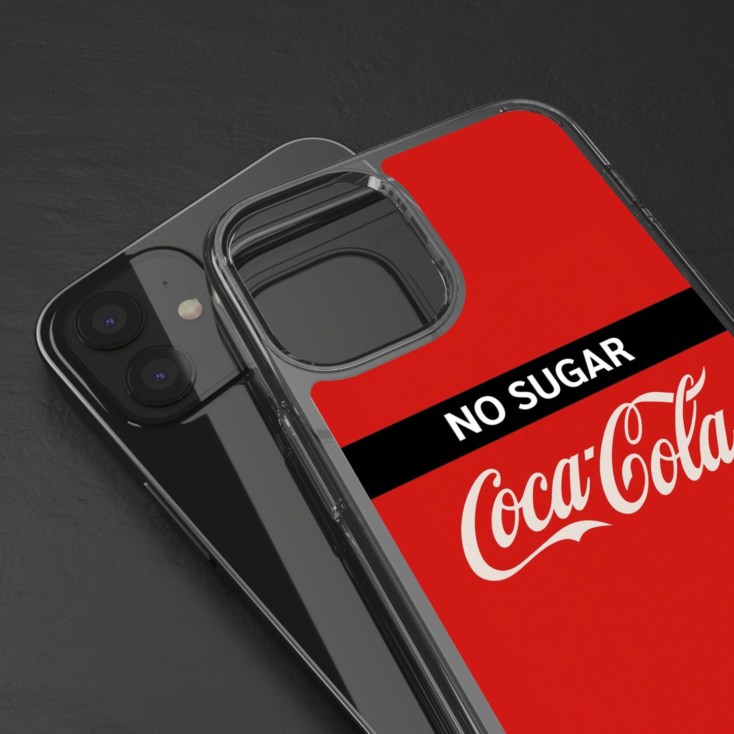 Coca-Cola No Sugar Clear Phone Case - Stylish and Trendy Accessory