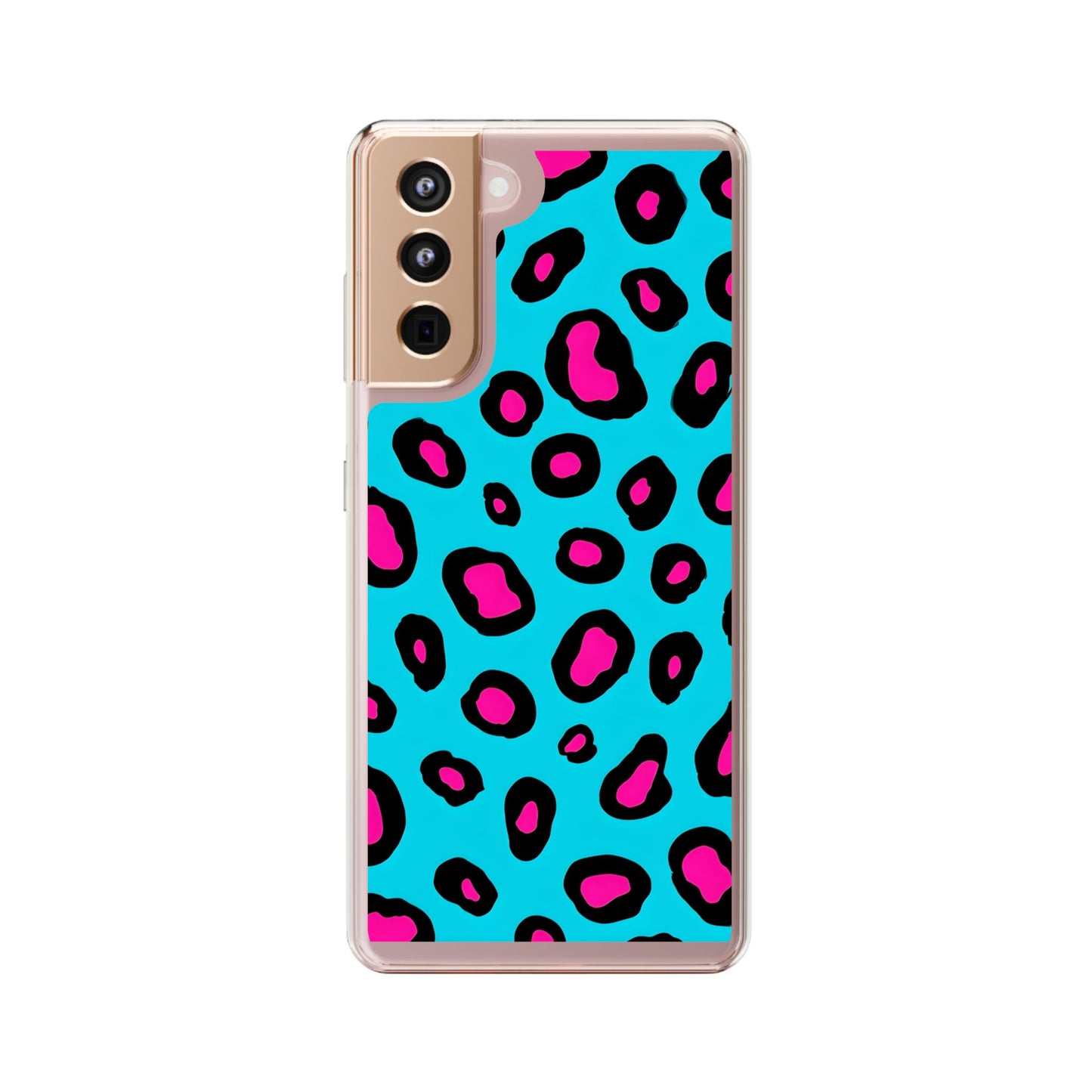 Trendy Clear Phone Case with Pink Leopard Print
