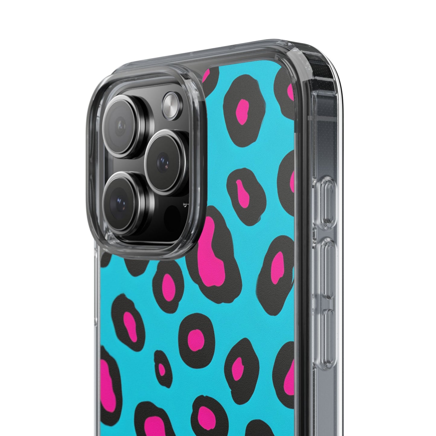 Trendy Clear Phone Case with Pink Leopard Print