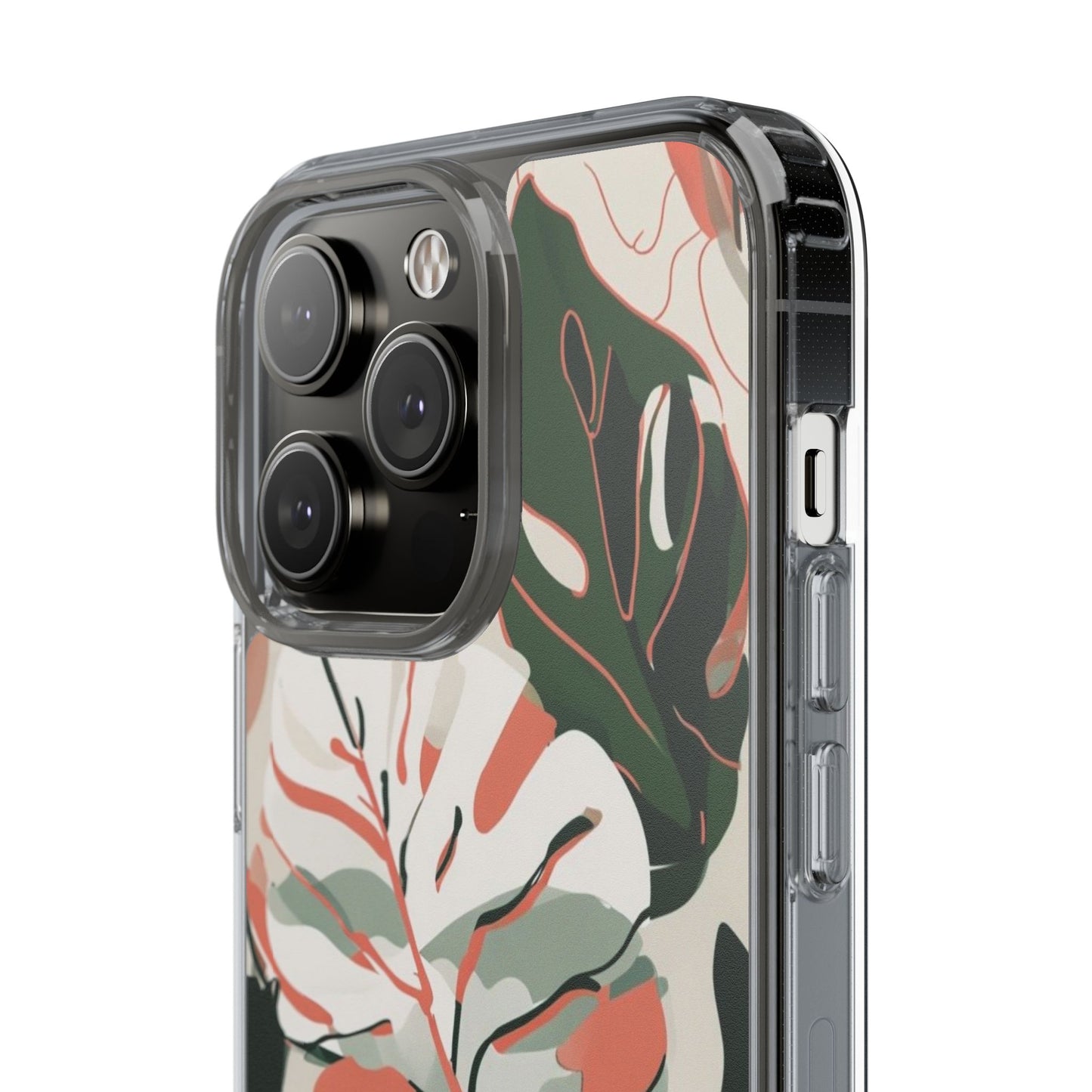 Botanical Clear Phone Case - Nature-Inspired Leaves Design