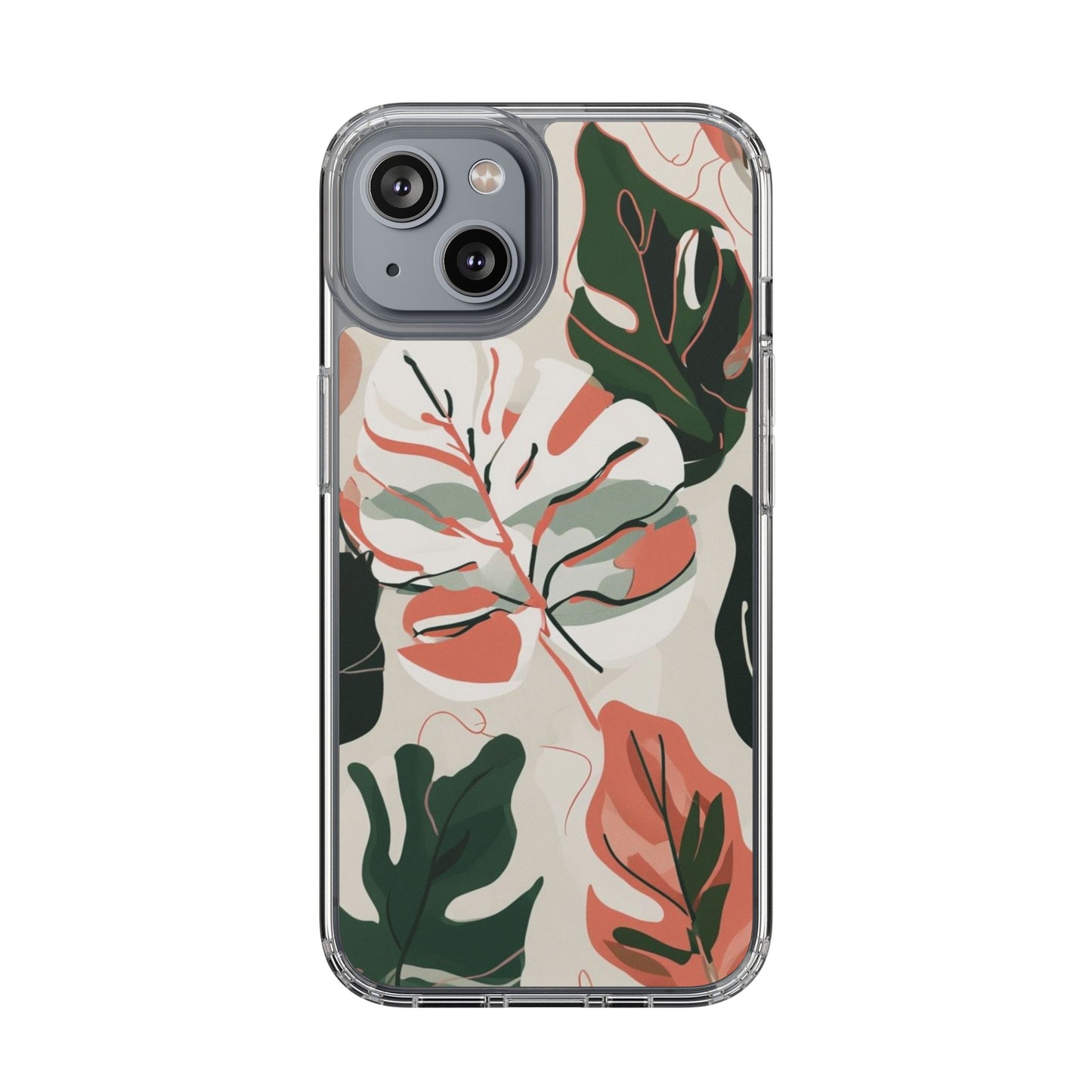 Botanical Clear Phone Case - Nature-Inspired Leaves Design