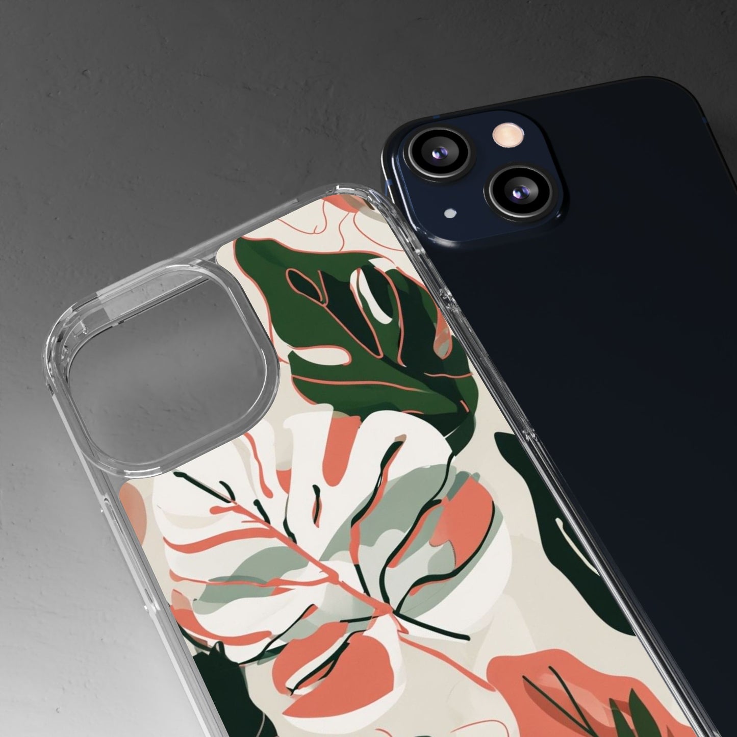Botanical Clear Phone Case - Nature-Inspired Leaves Design