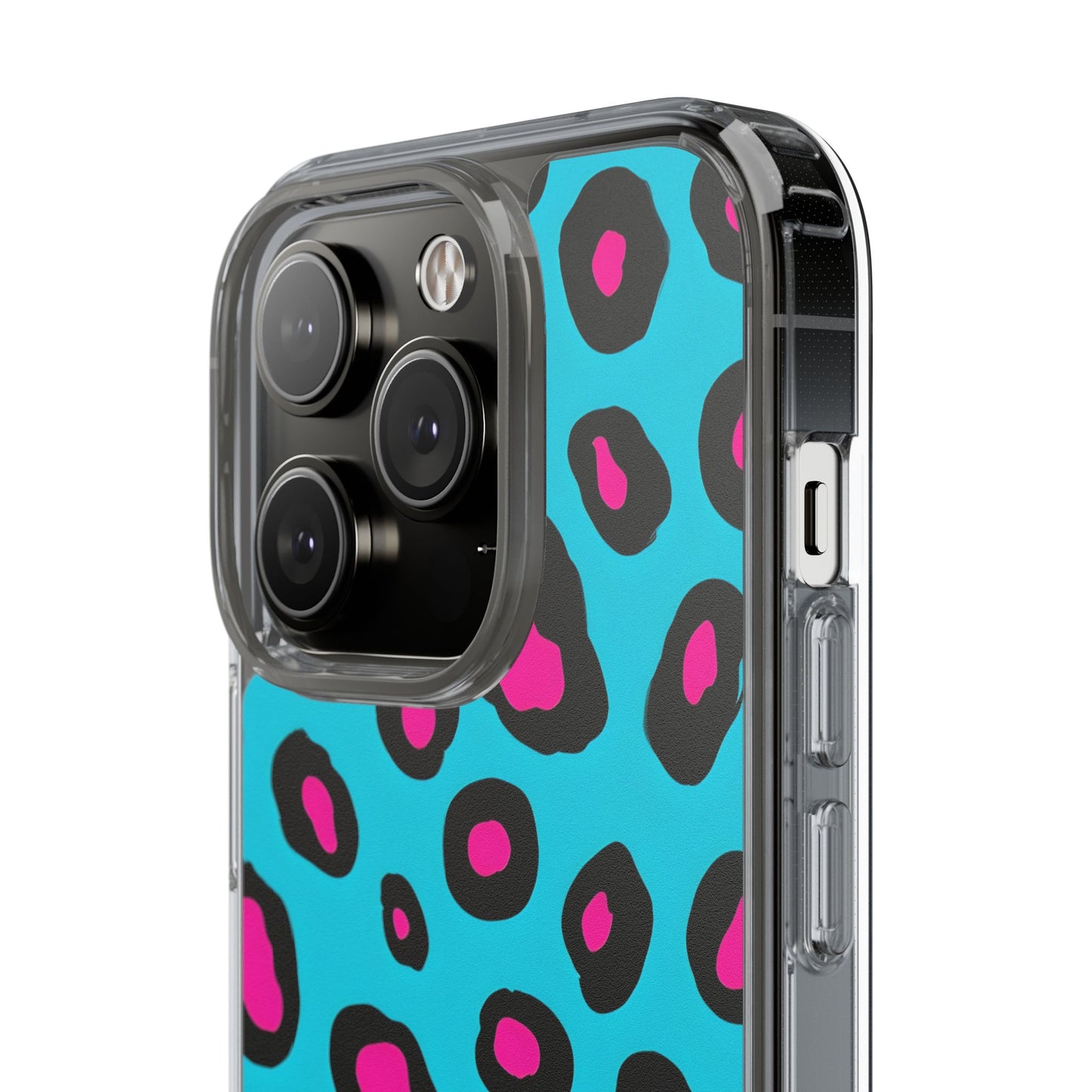 Trendy Clear Phone Case with Pink Leopard Print