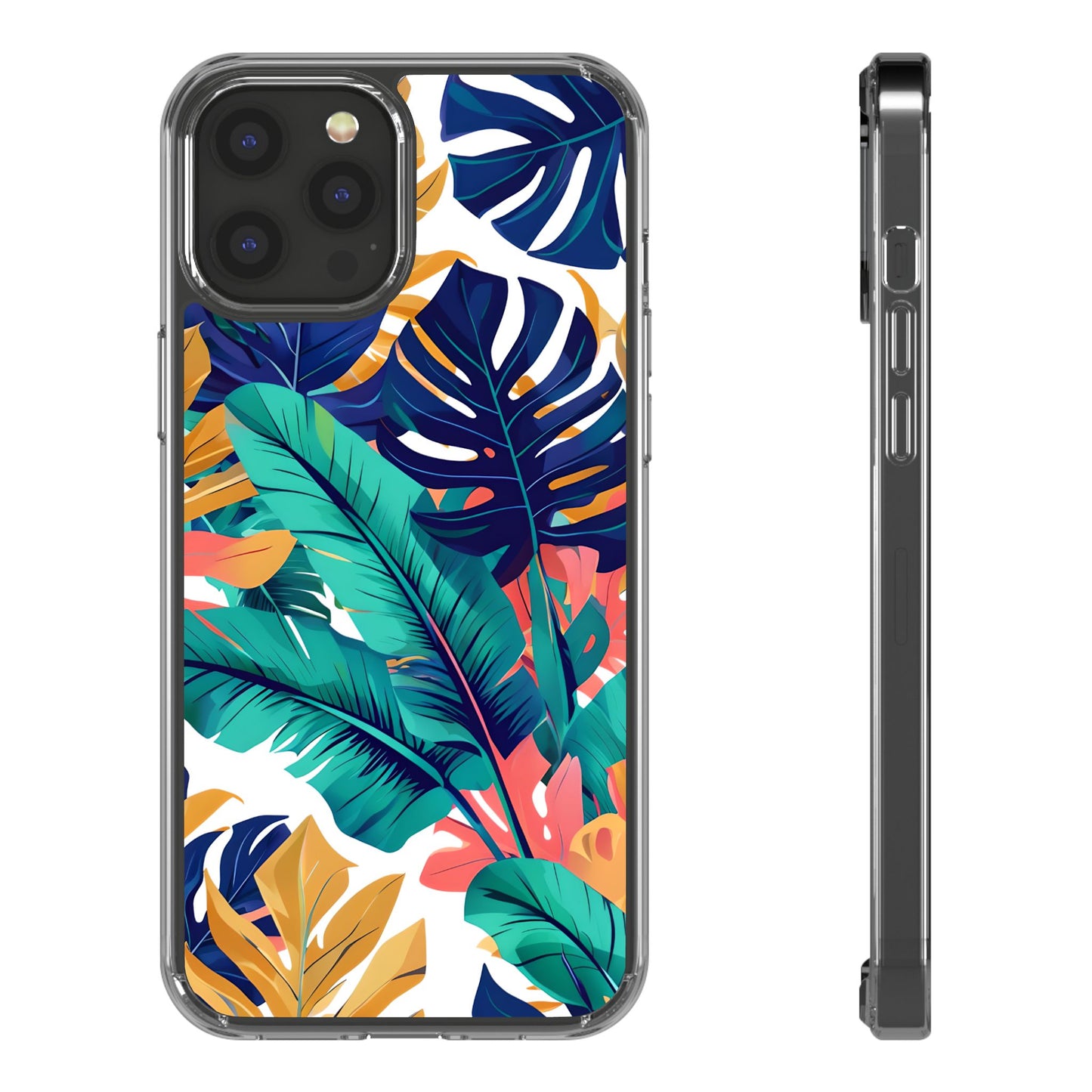 Tropical Leaf Clear Phone Case - Stylish & Protective for Nature Lovers