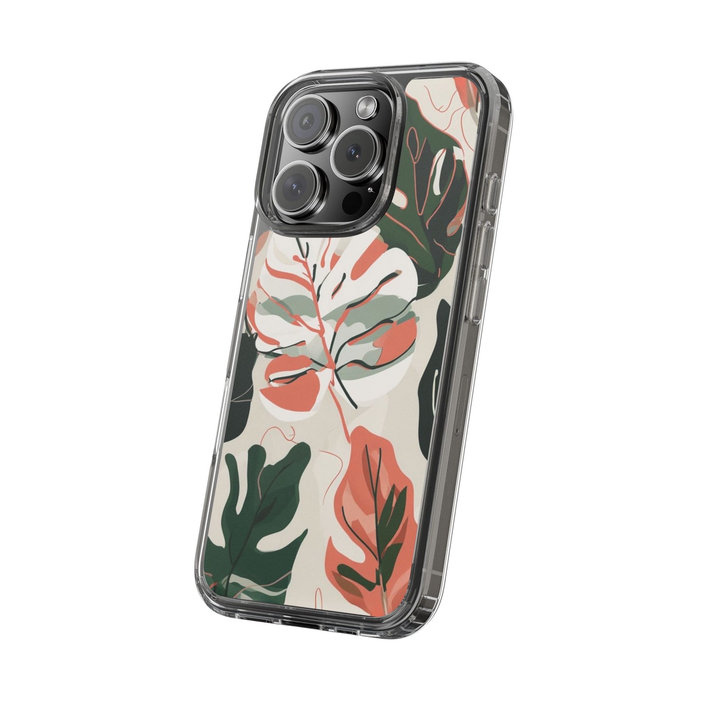 Botanical Clear Phone Case - Nature-Inspired Leaves Design