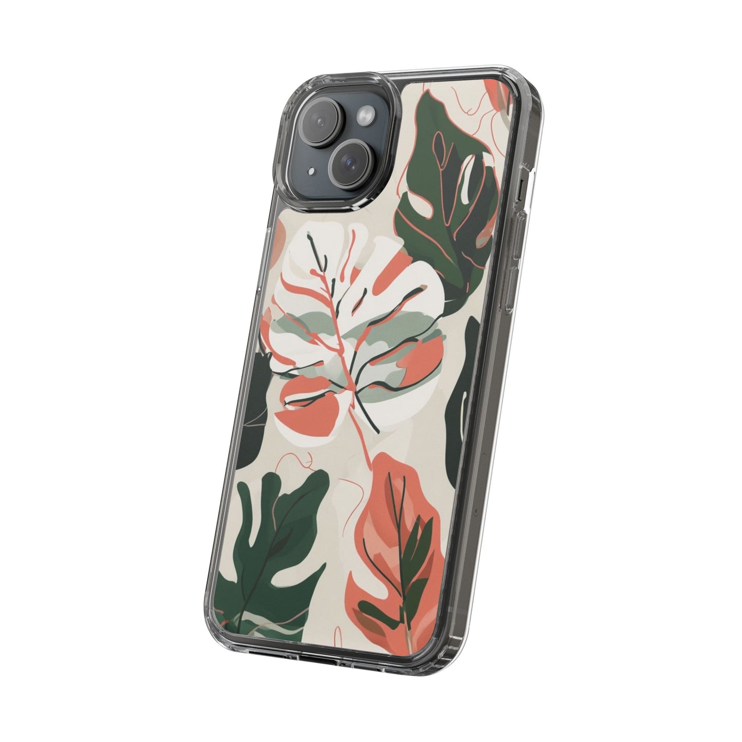 Botanical Clear Phone Case - Nature-Inspired Leaves Design