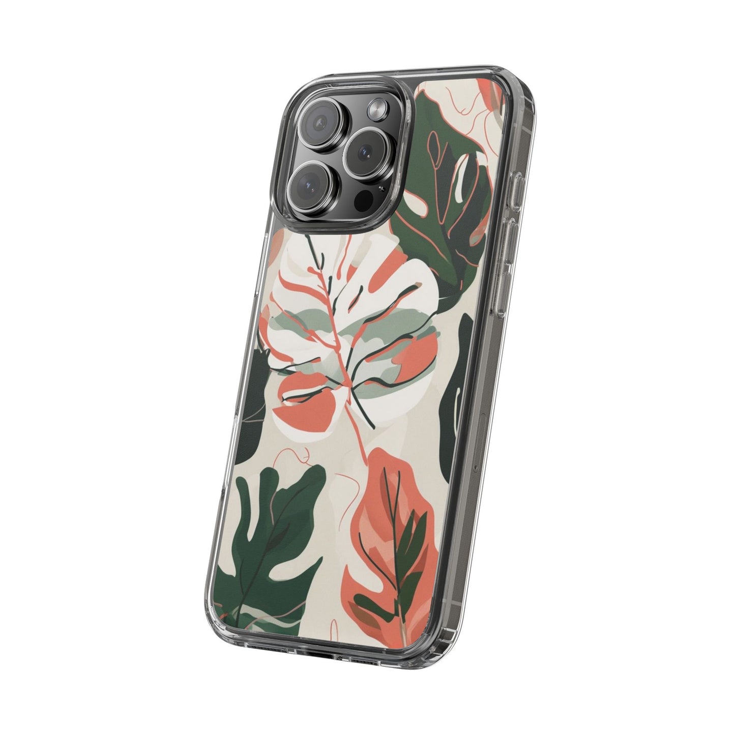 Botanical Clear Phone Case - Nature-Inspired Leaves Design