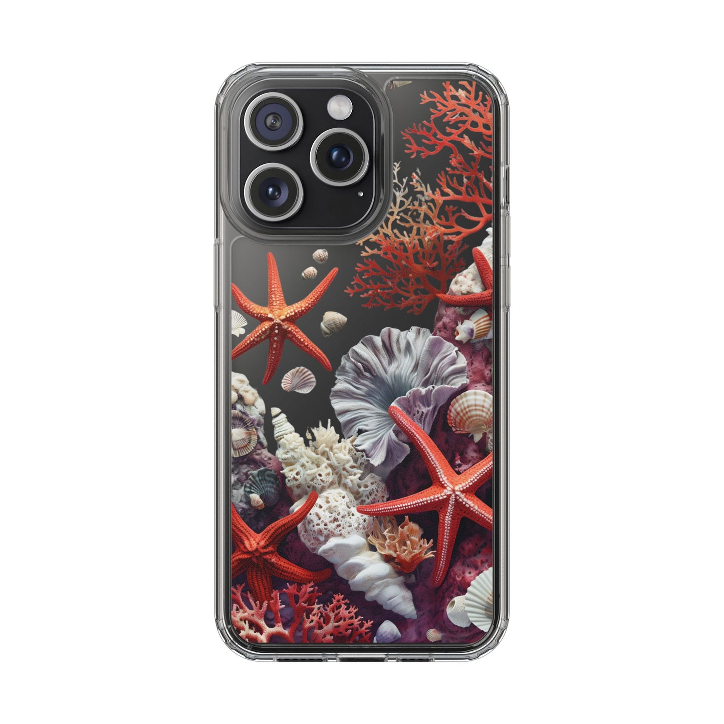 Ocean Coral Clear Phone Case with Starfish Design