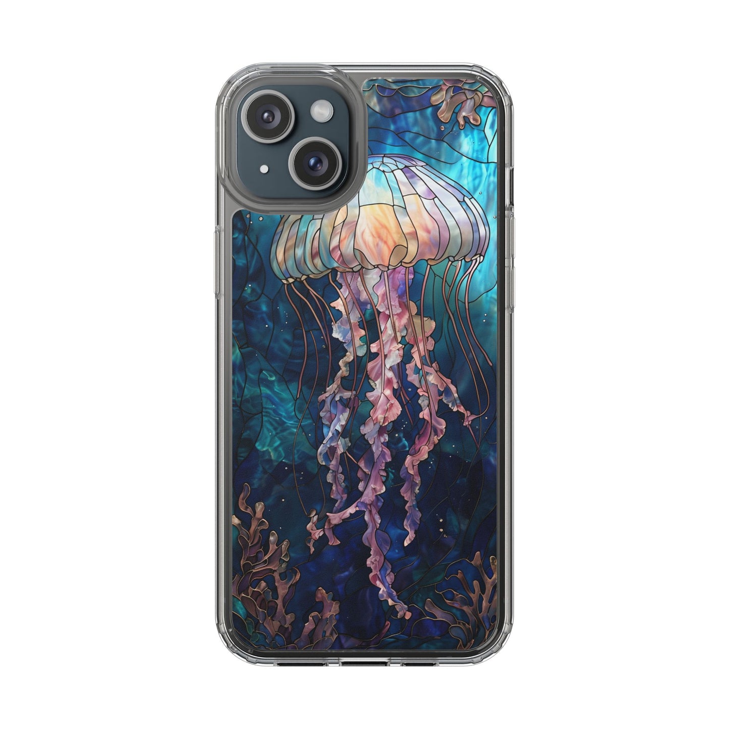 Ocean Jellyfish Clear Phone Case - Vibrant Marine Design for iPhone