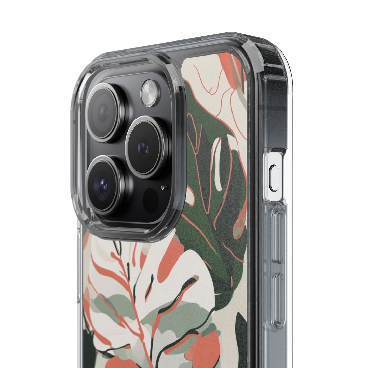Botanical Clear Phone Case - Nature-Inspired Leaves Design