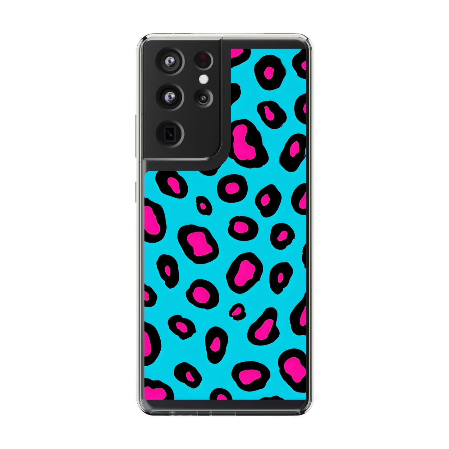 Trendy Clear Phone Case with Pink Leopard Print
